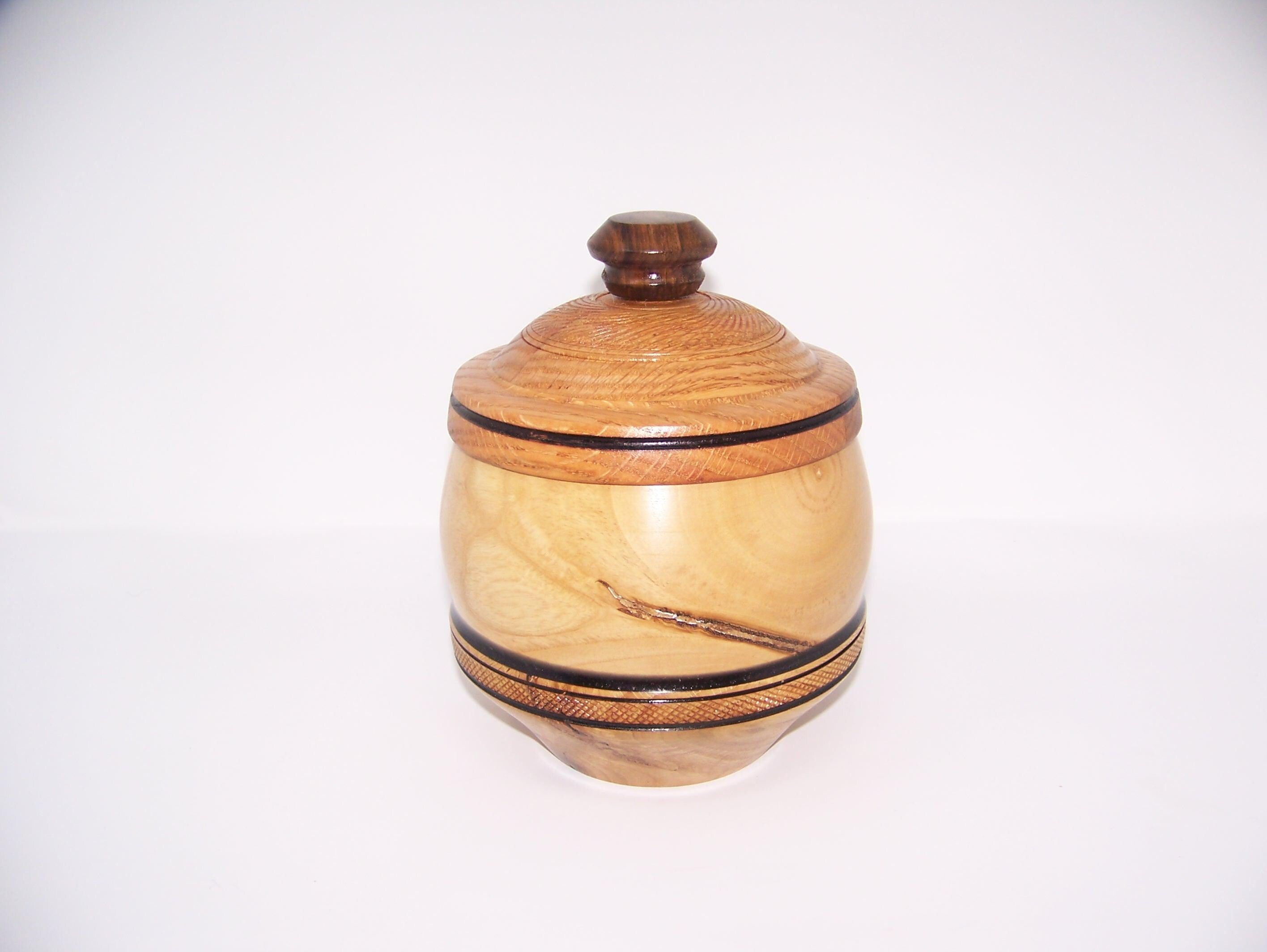 Oak and Madrona - Lathe turned canister with lid.