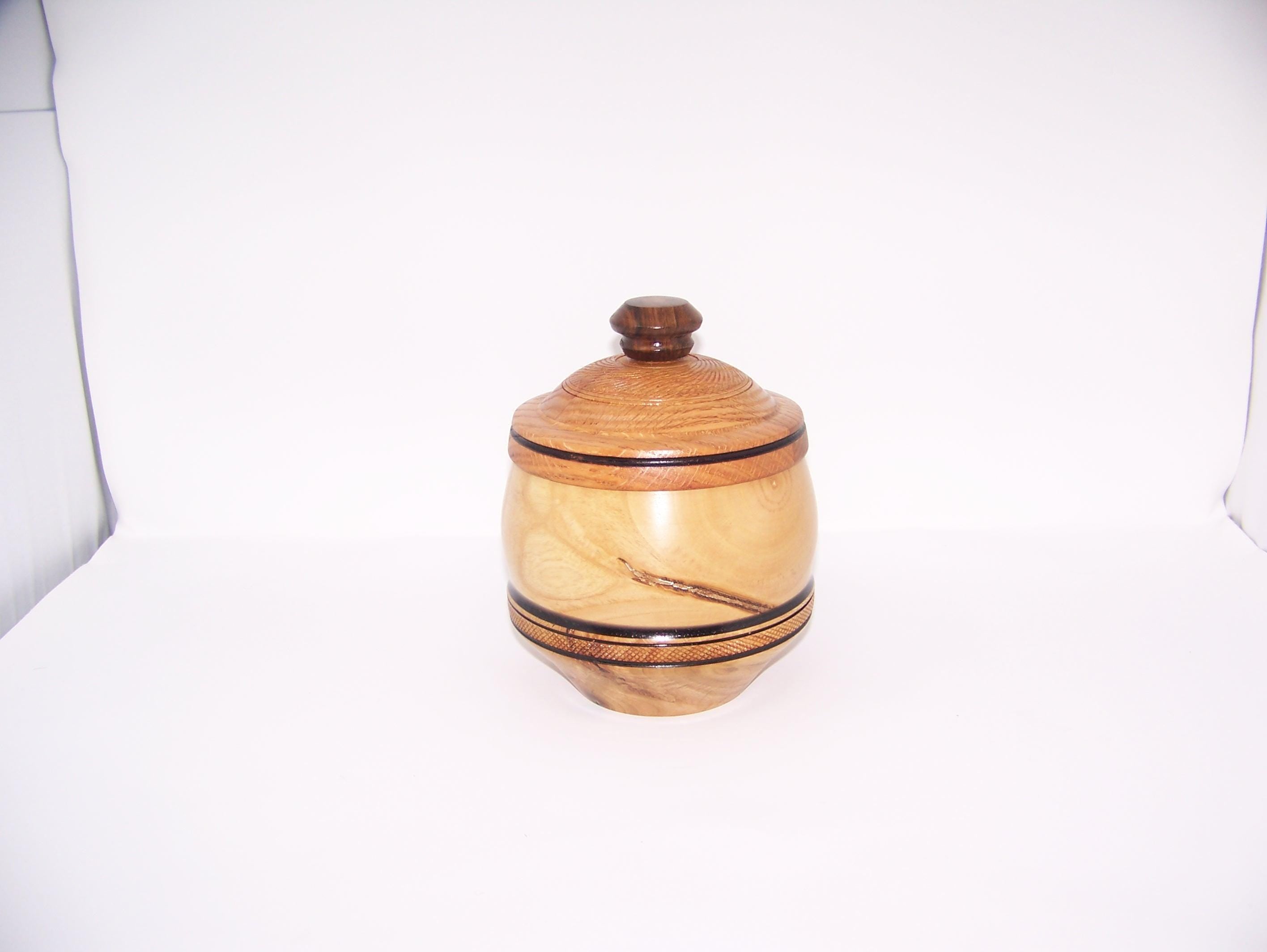 Oak and Madrona - Lathe turned canister with lid.
