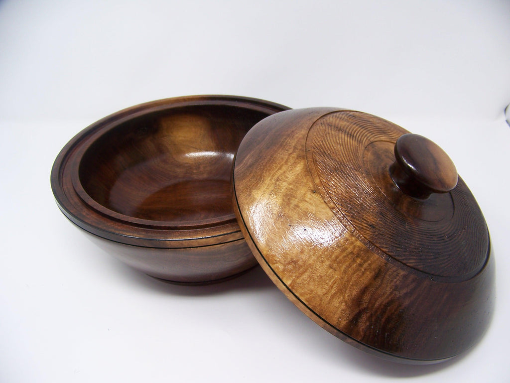 Black Walnut Bowl / with Lid - Lathe Turned