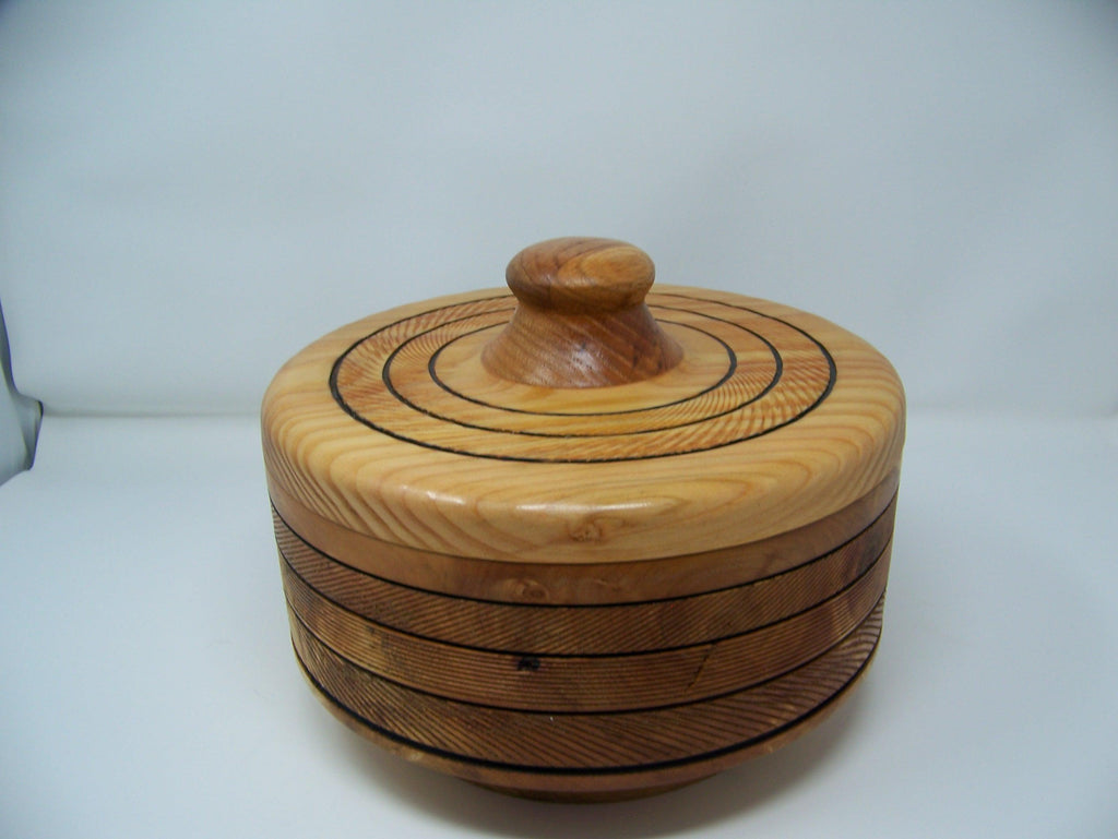 Maple and Douglas Fir Large Covered Bowl with lid and divided separators to divide the bowl.
