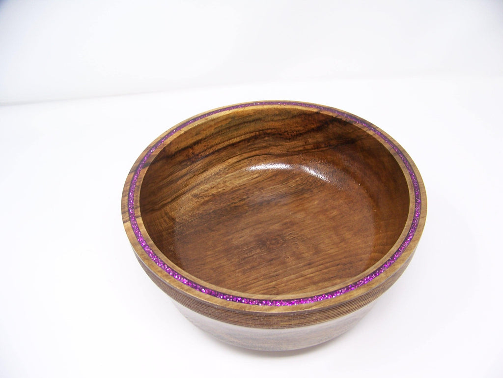 Walnut Bowl with purple epoxy inlaid rim