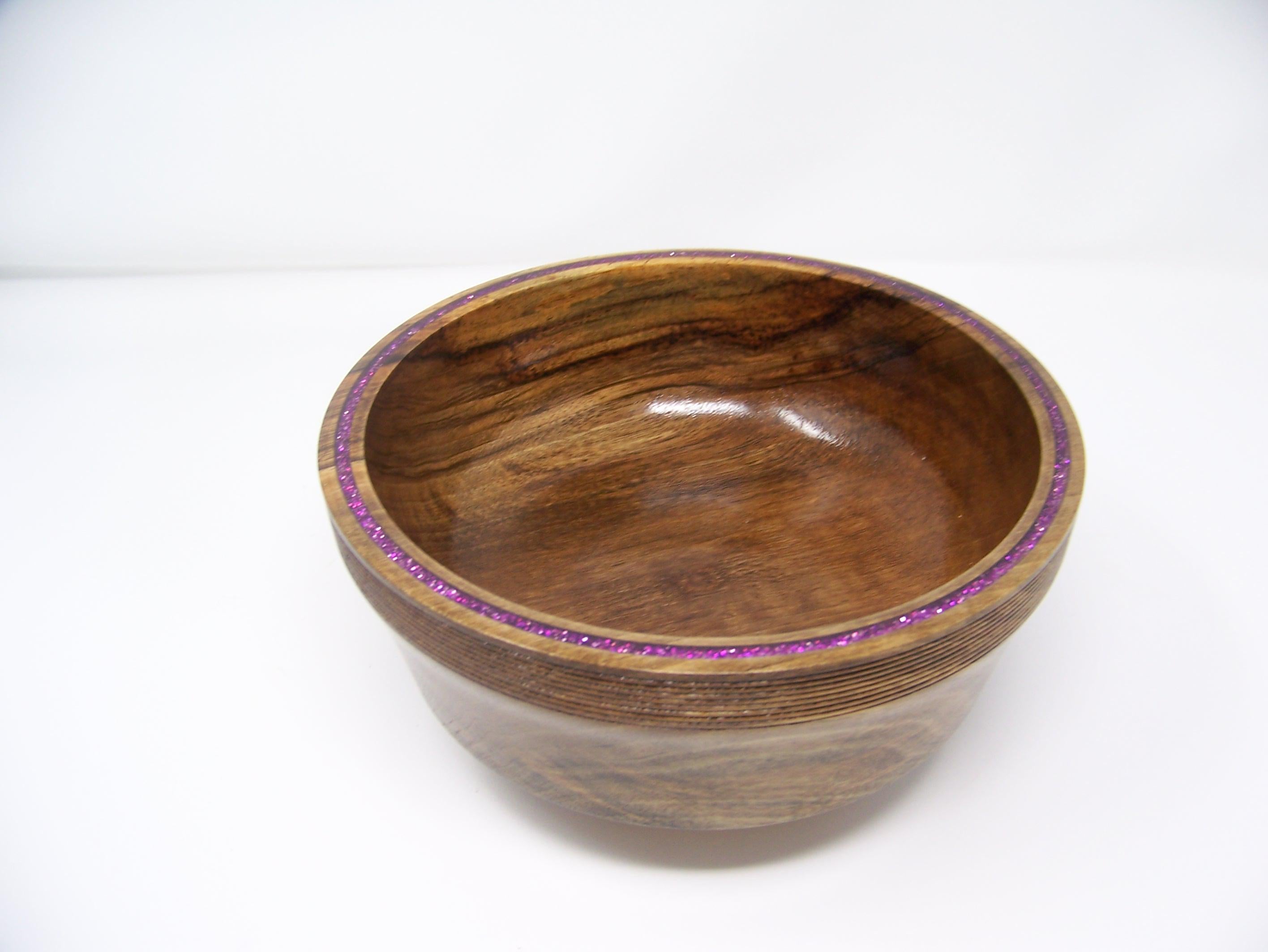 Walnut Bowl with purple epoxy inlaid rim