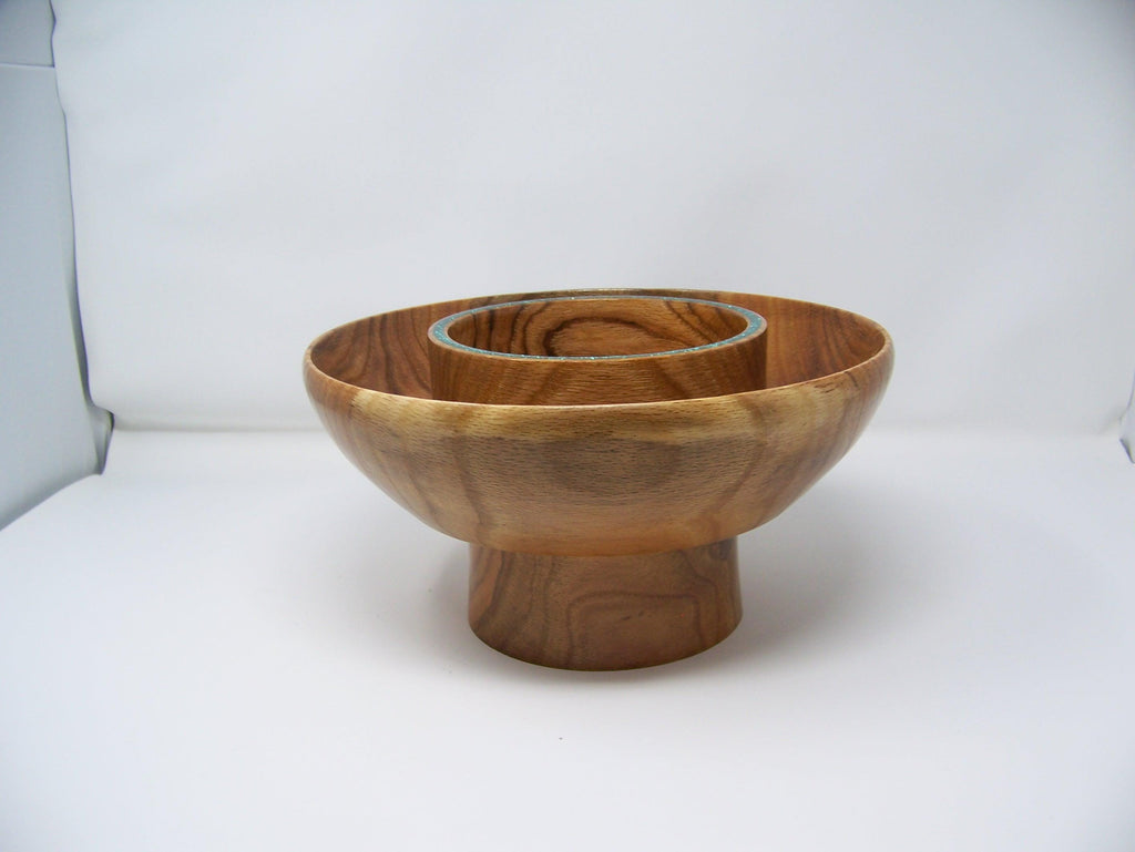 Oak - Chip and Dip Bowl - 2 Tier Bowl - Lathe Turned