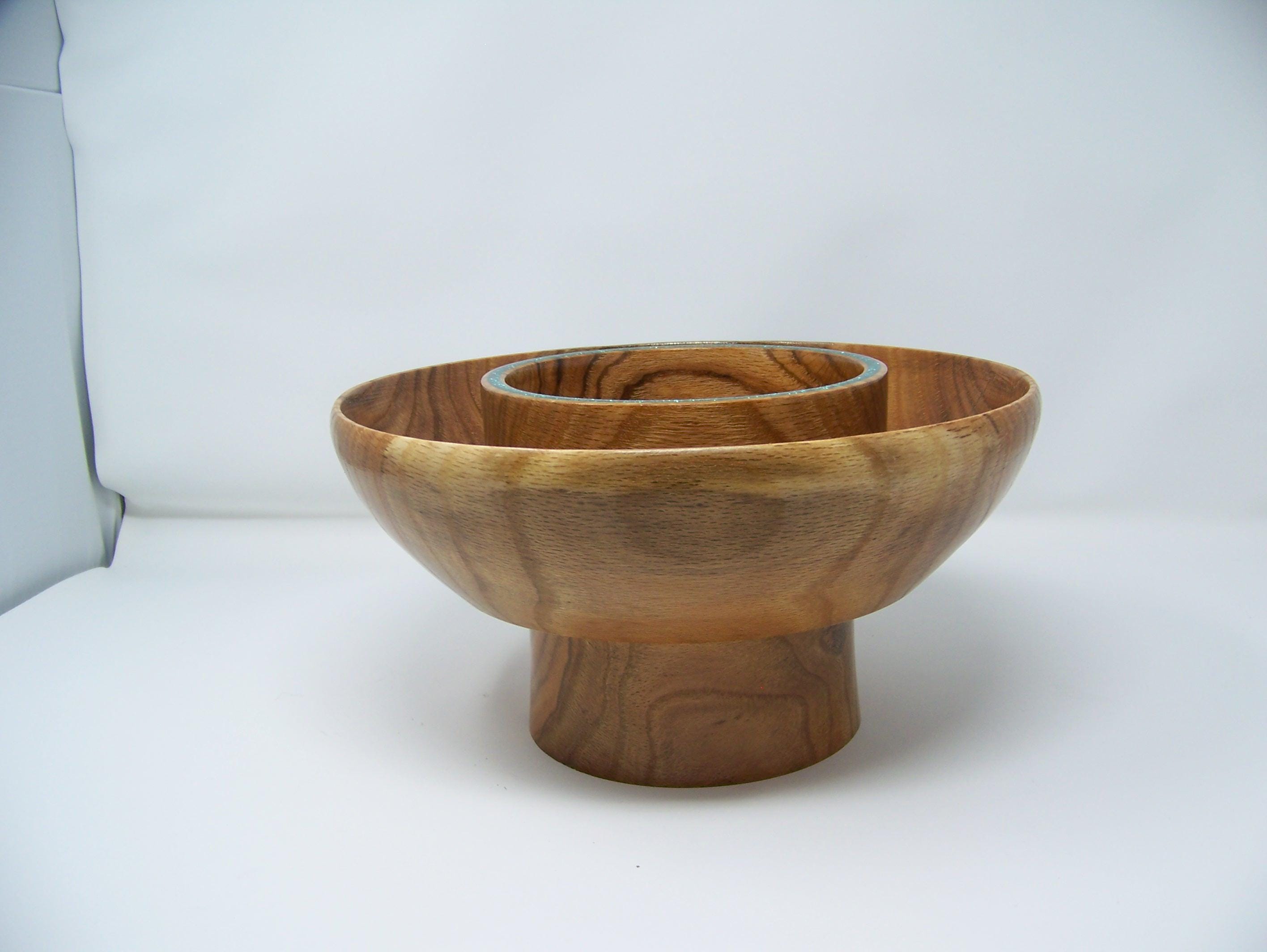 Oak - Chip and Dip Bowl - 2 Tier Bowl - Lathe Turned