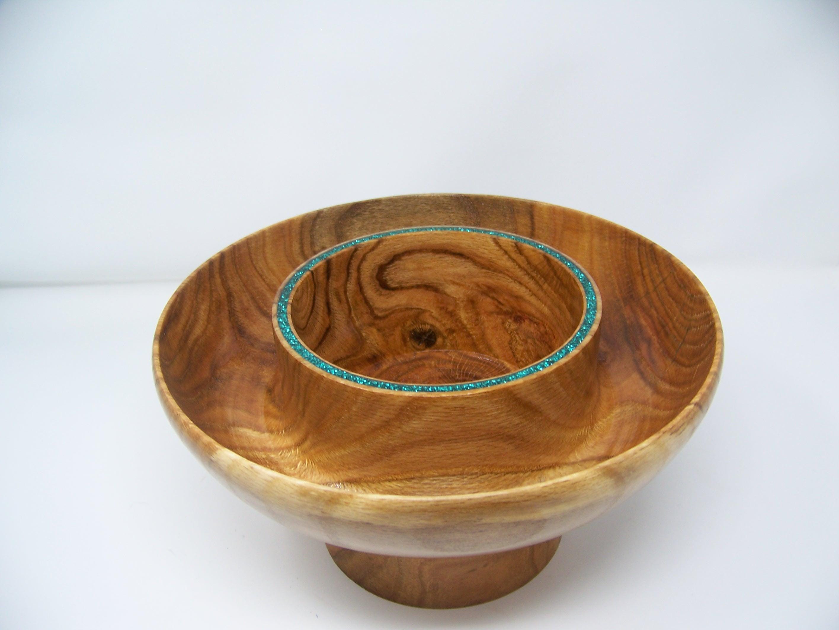Oak - Chip and Dip Bowl - 2 Tier Bowl - Lathe Turned