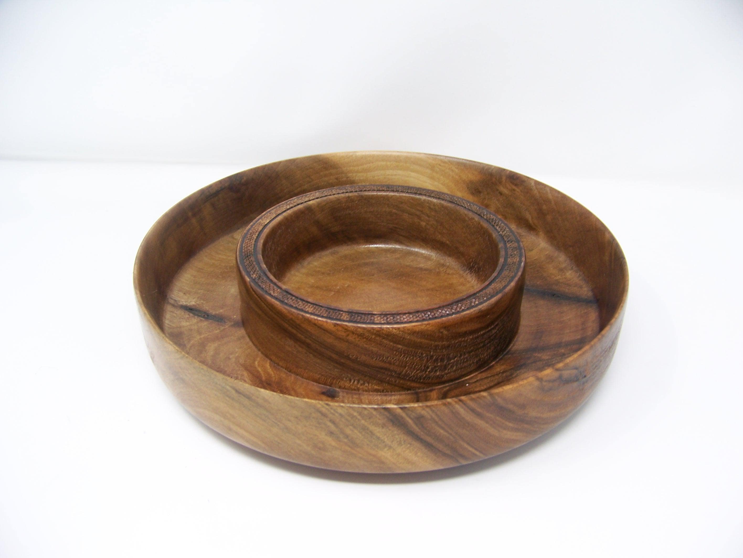 Black Walnut - Chip and Dip Bowl w/Detailing - Candy Dish - Lathe Turned