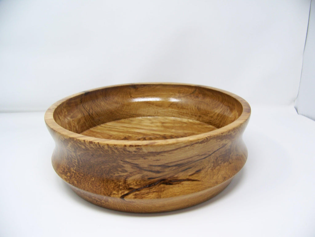 Oak Bowl - Large Lathe Turned Oak Bowl.  Beautiful Grain - Heavy Bowl