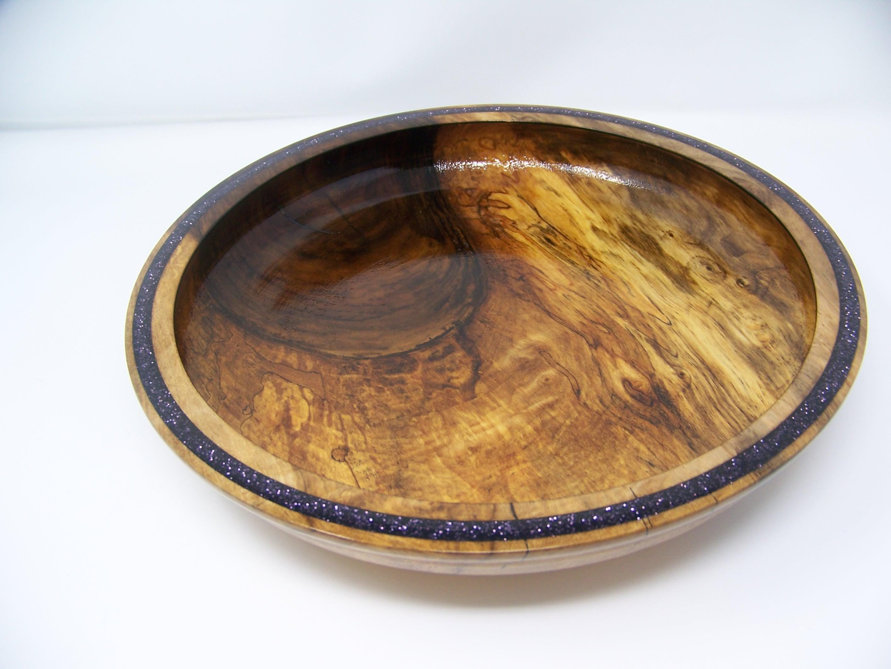 Black Walnut Bowl with Purple Glitter w/Epoxy Inlay