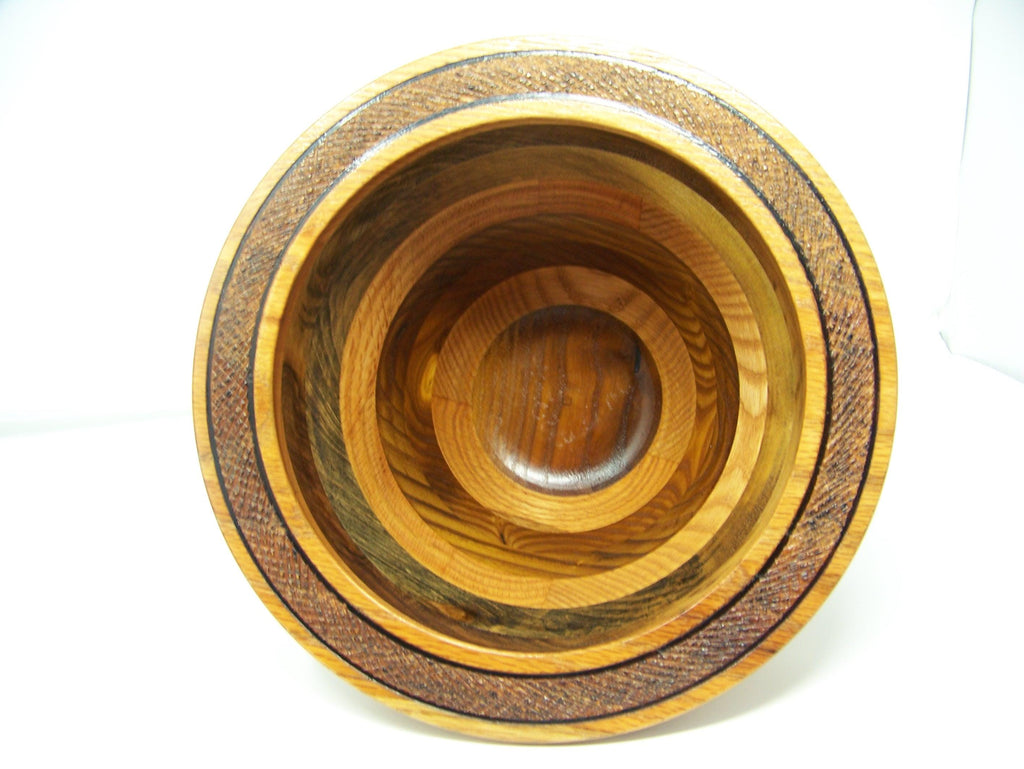 Super(large) Bowl w/Detailing - Oak, Russian Olive, Walnut - unique Bowl - Lathe Turned