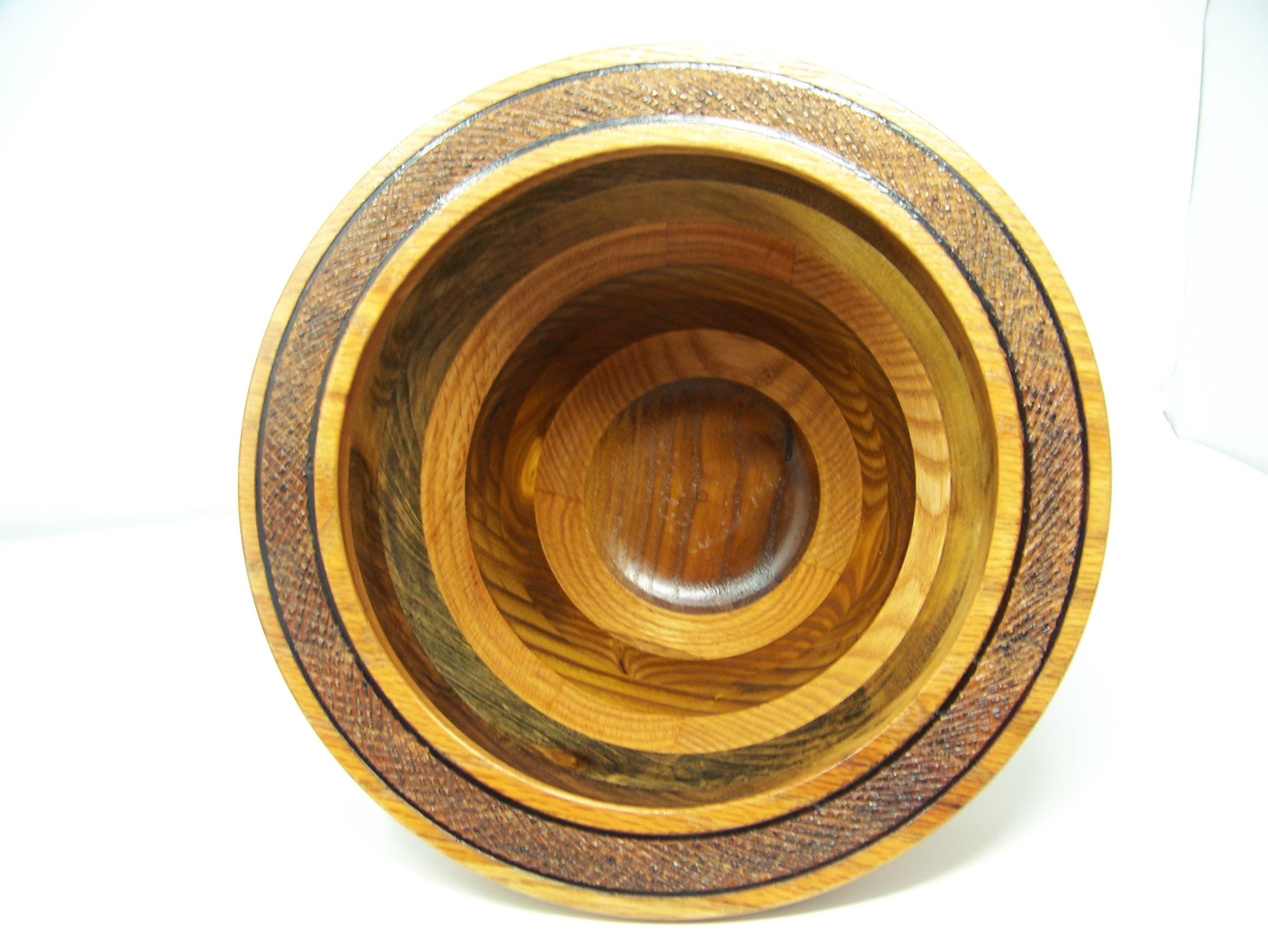 Super(large) Bowl w/Detailing - Oak, Russian Olive, Walnut - unique Bowl - Lathe Turned