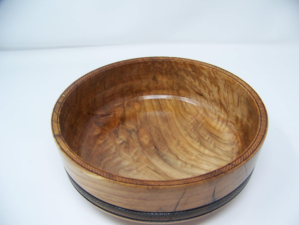 Maple Salad Bowl w/Detailing - Food Safe - Lathe Turned