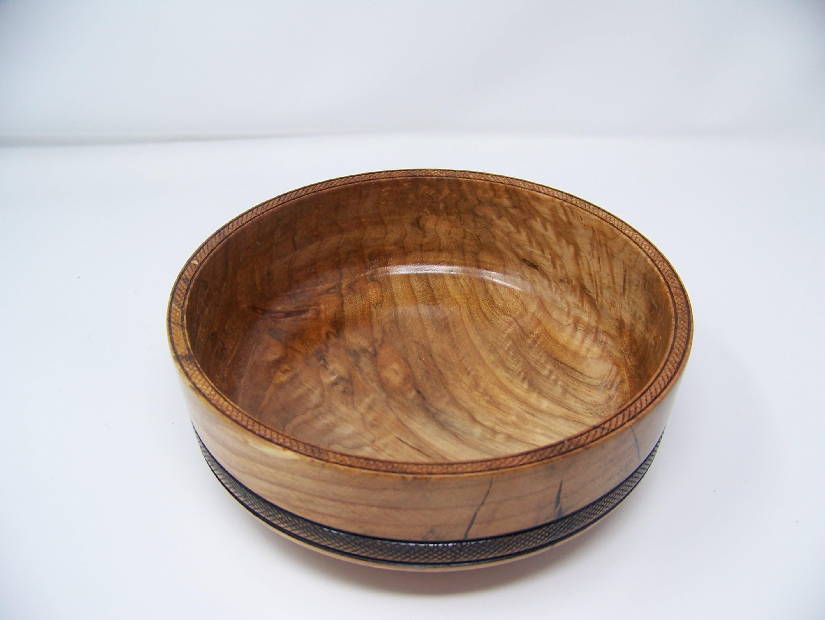 Maple Salad Bowl w/Detailing - Food Safe - Lathe Turned
