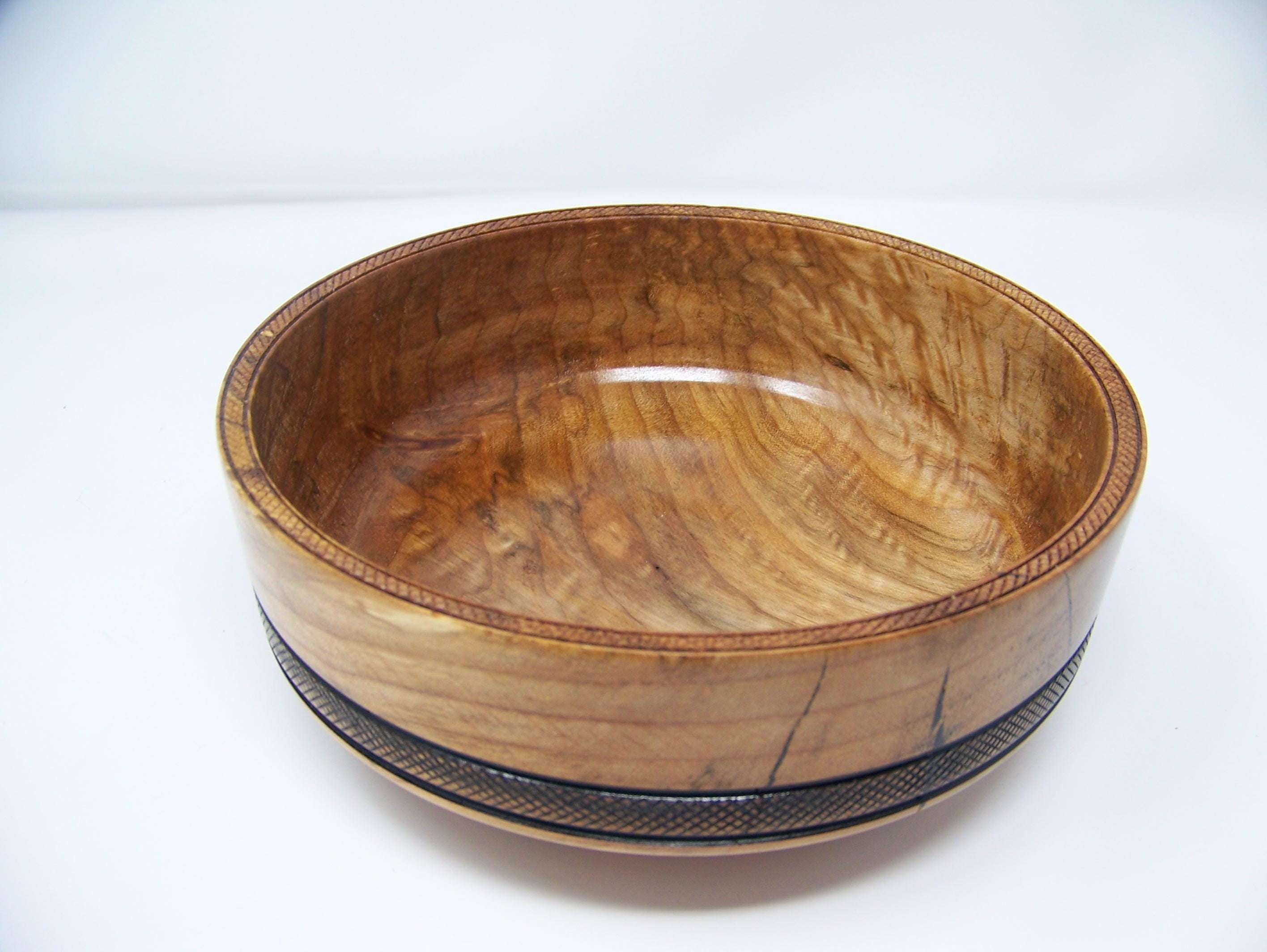 Maple Salad Bowl w/Detailing - Food Safe - Lathe Turned