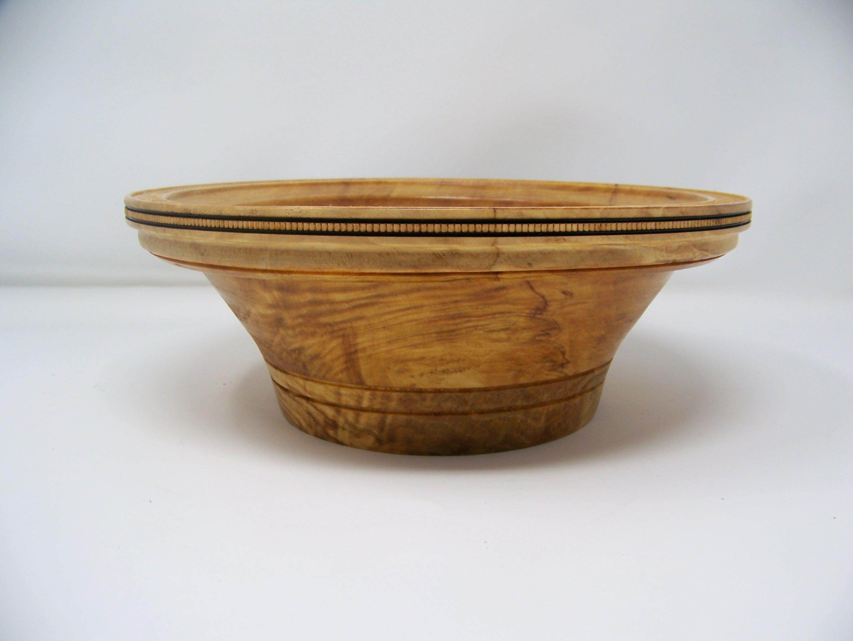 Maple Fruit Bowl - engraved with design around rim - lathe turned