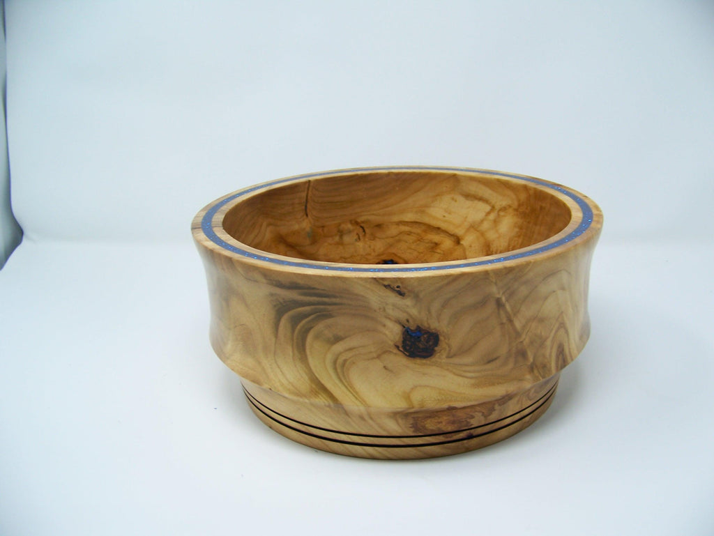 Maple Bowl - Medium Size with blue inlay around the rim.