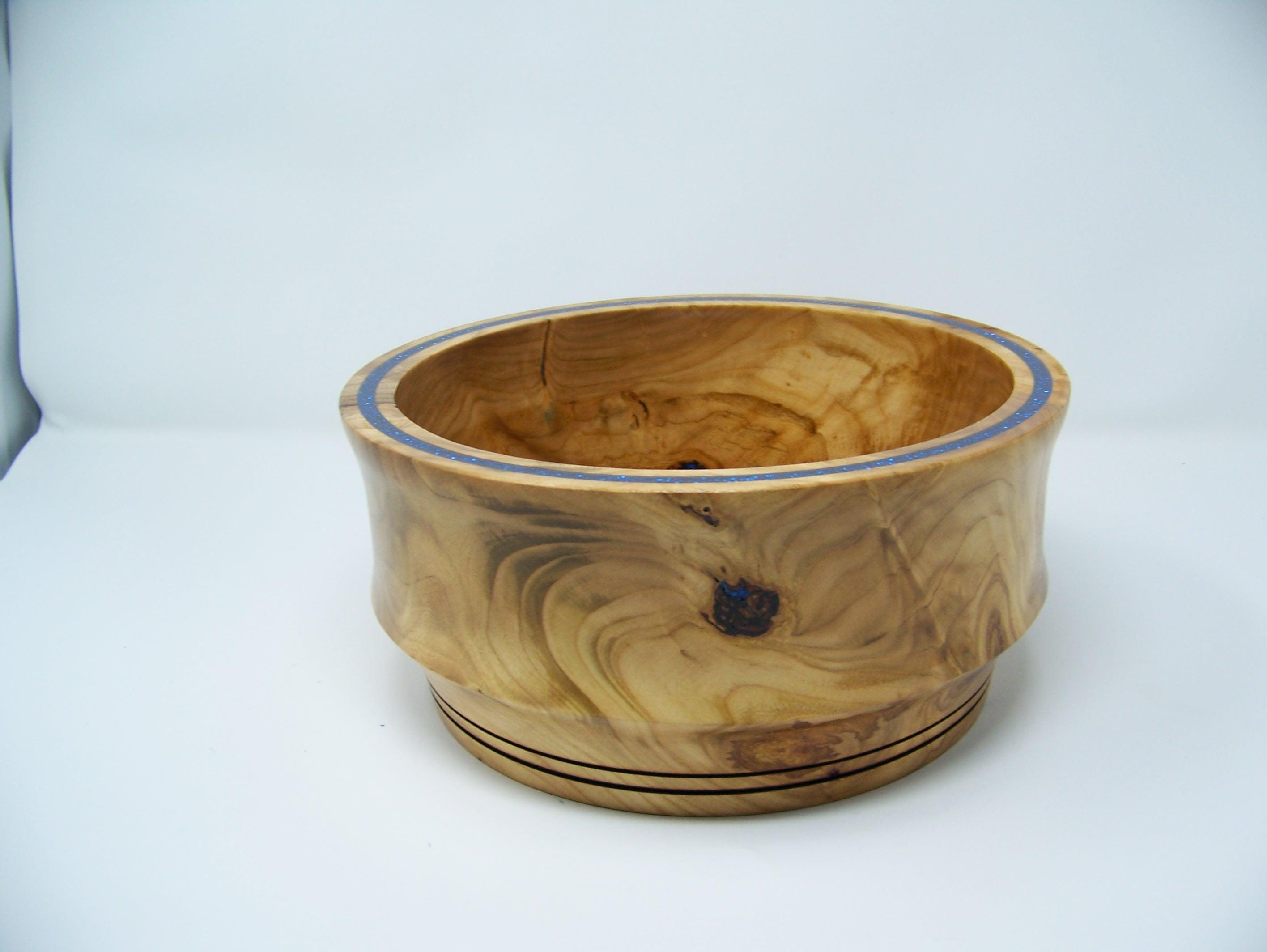 Maple Bowl - Medium Size with blue inlay around the rim.