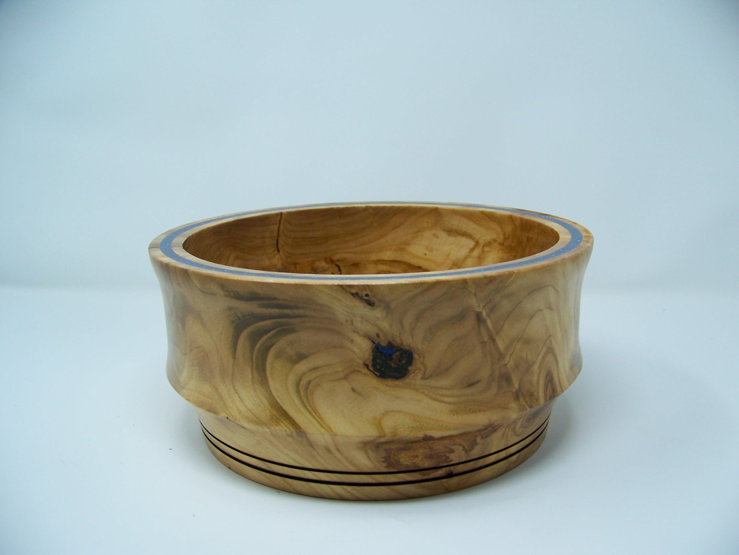 Maple Bowl - Medium Size with blue inlay around the rim.