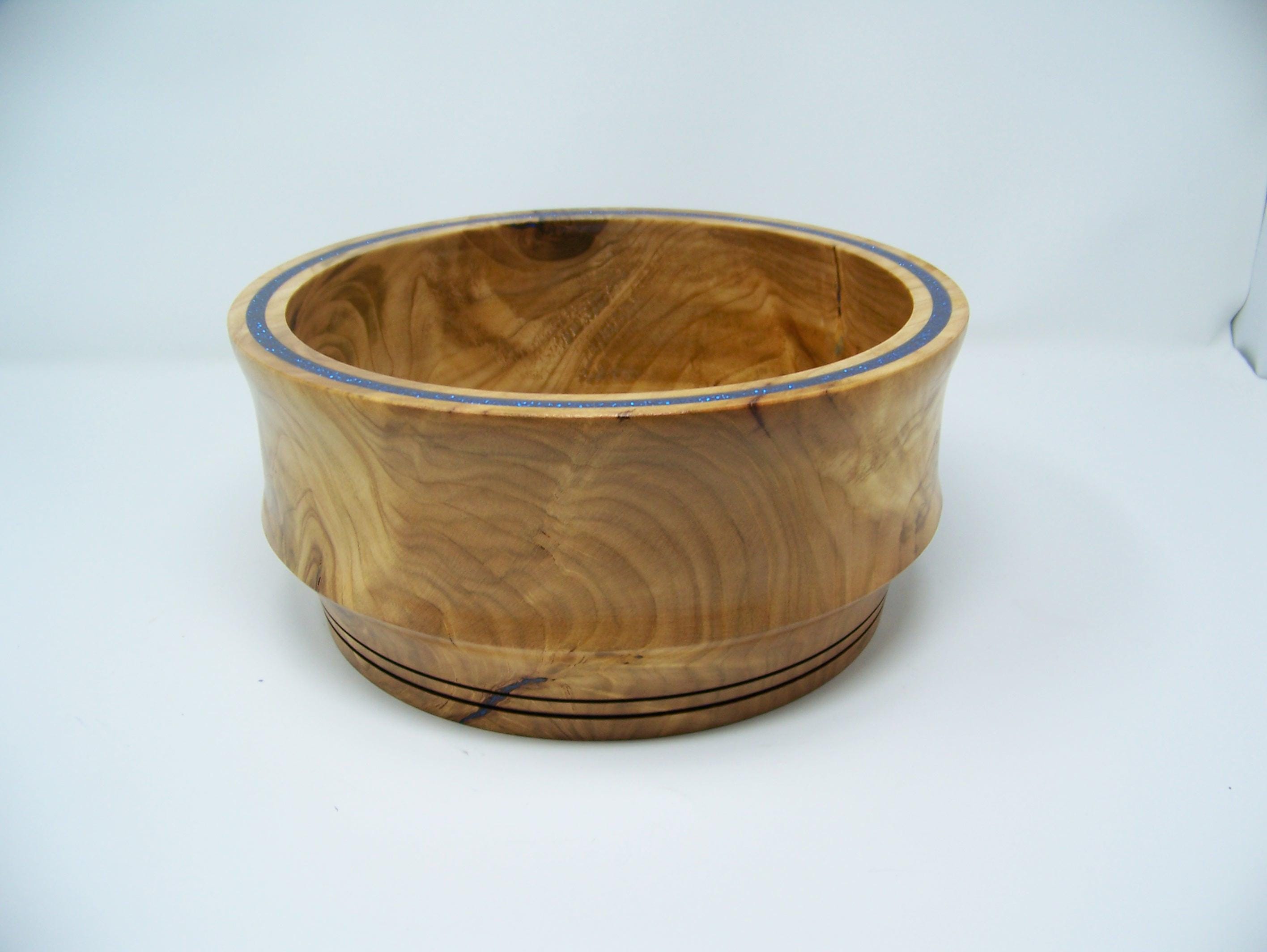 Maple Bowl - Medium Size with blue inlay around the rim.