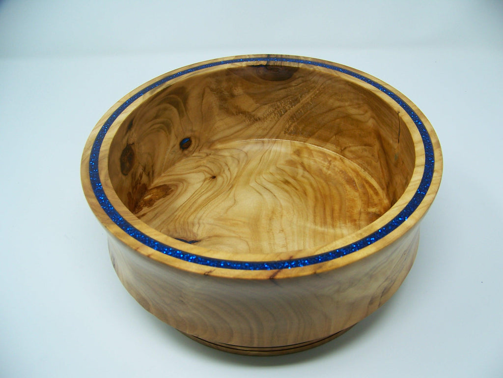 Maple Bowl - Medium Size with blue inlay around the rim.
