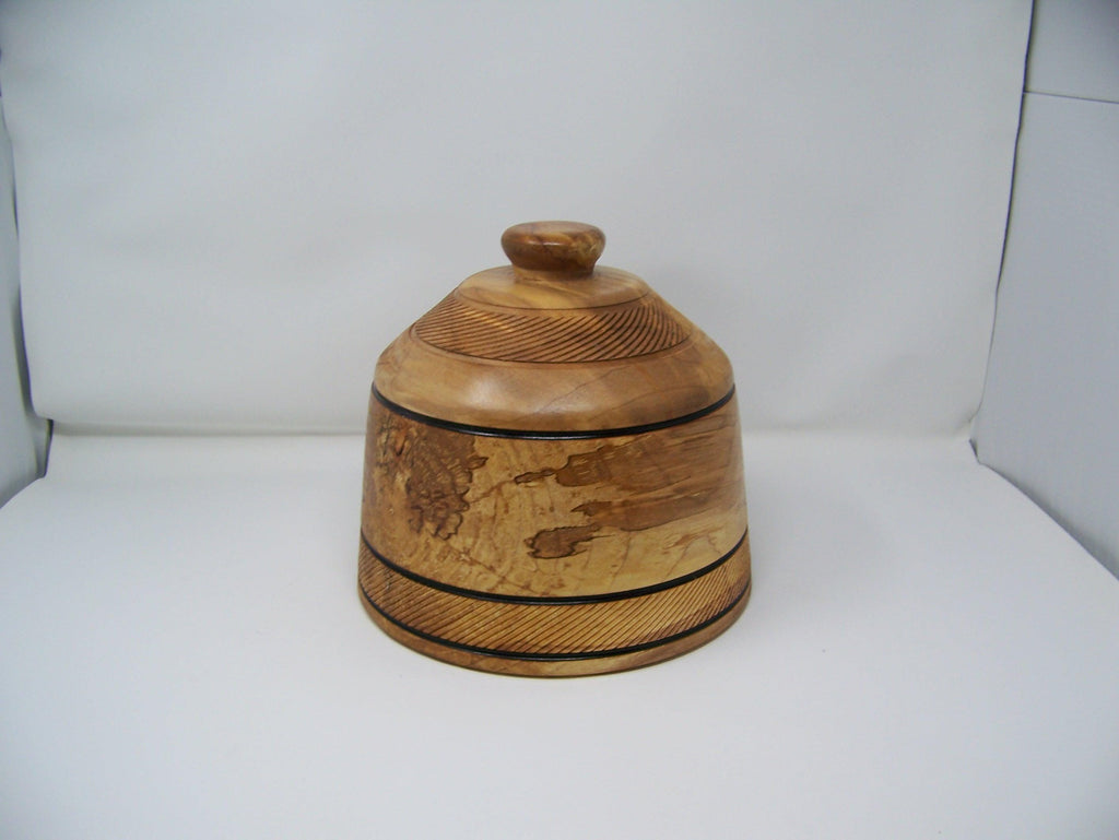 Maple Cookie Jar/Canister/Bowl with Lid - Lathe Turned - Detailing
