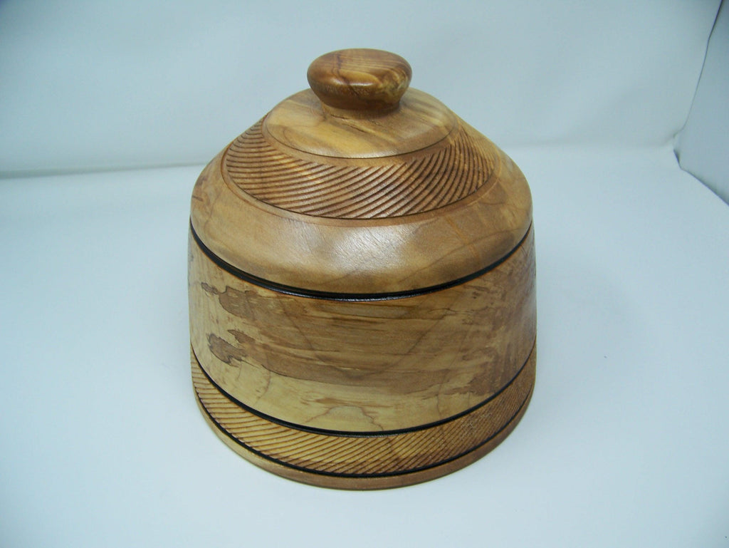 Maple Cookie Jar/Canister/Bowl with Lid - Lathe Turned - Detailing