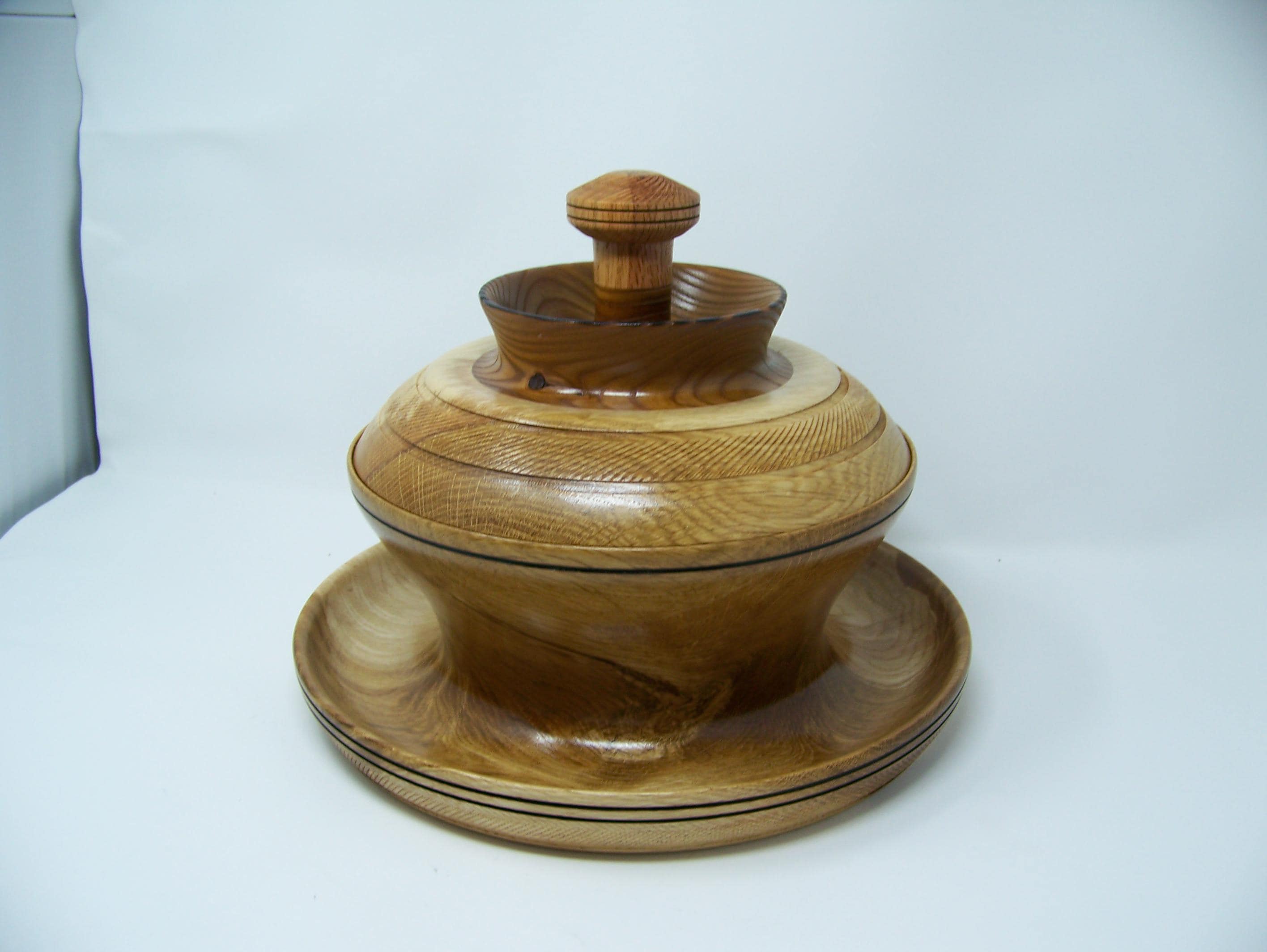 Oak and Russian Olive Ultimate Covered Bowl - Candy/Nut dish with detailing