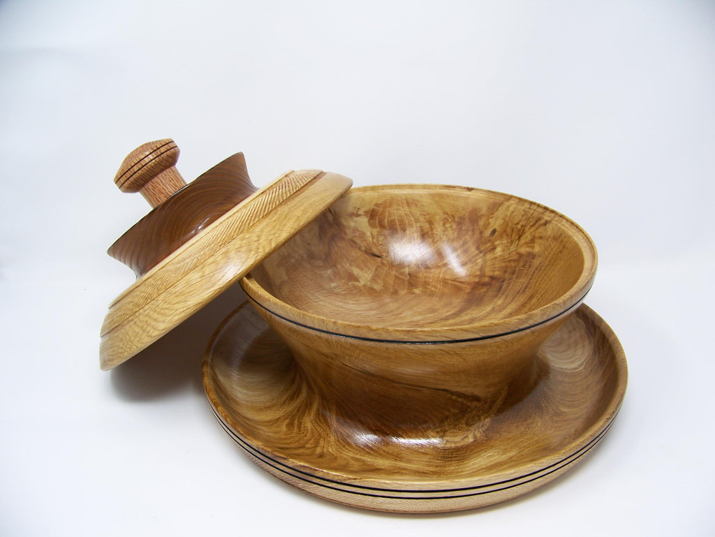Oak and Russian Olive Ultimate Covered Bowl - Candy/Nut dish with detailing