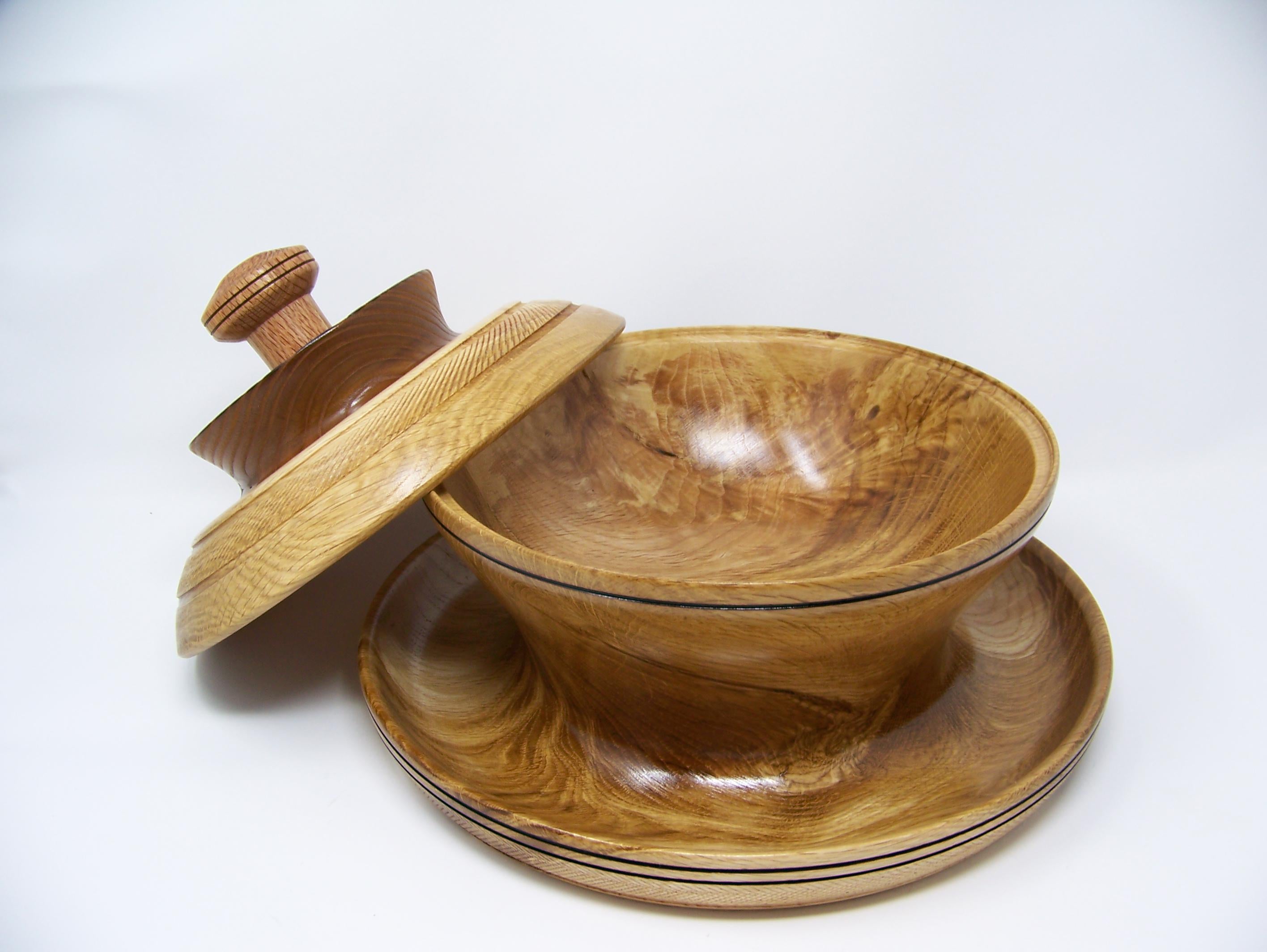 Oak and Russian Olive Ultimate Covered Bowl - Candy/Nut dish with detailing
