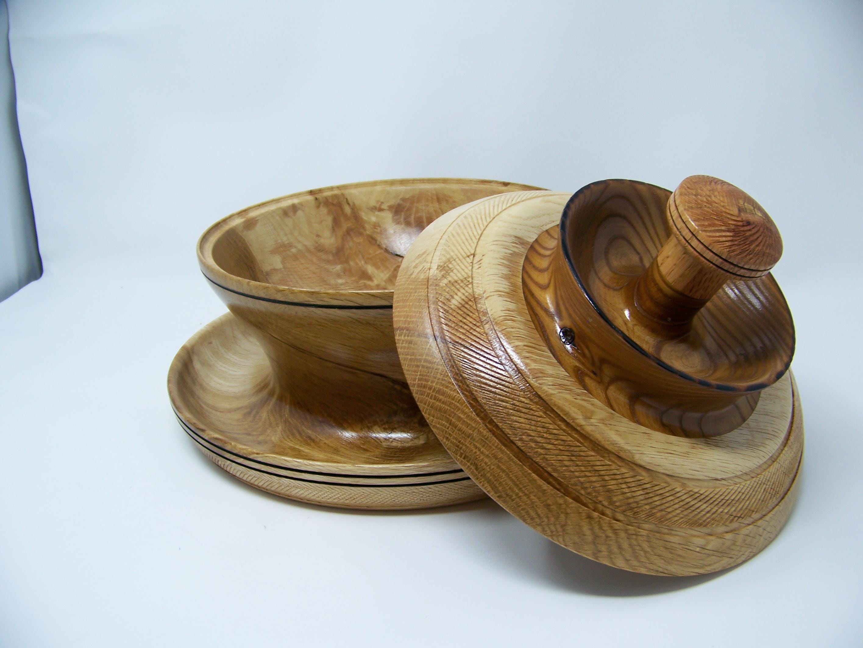 Oak and Russian Olive Ultimate Covered Bowl - Candy/Nut dish with detailing
