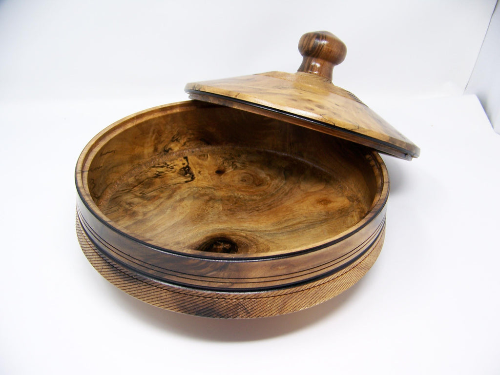 Black Walnut - Canister/Cookie Jar  - Bowl with lid - detailing - Lots of detailing.