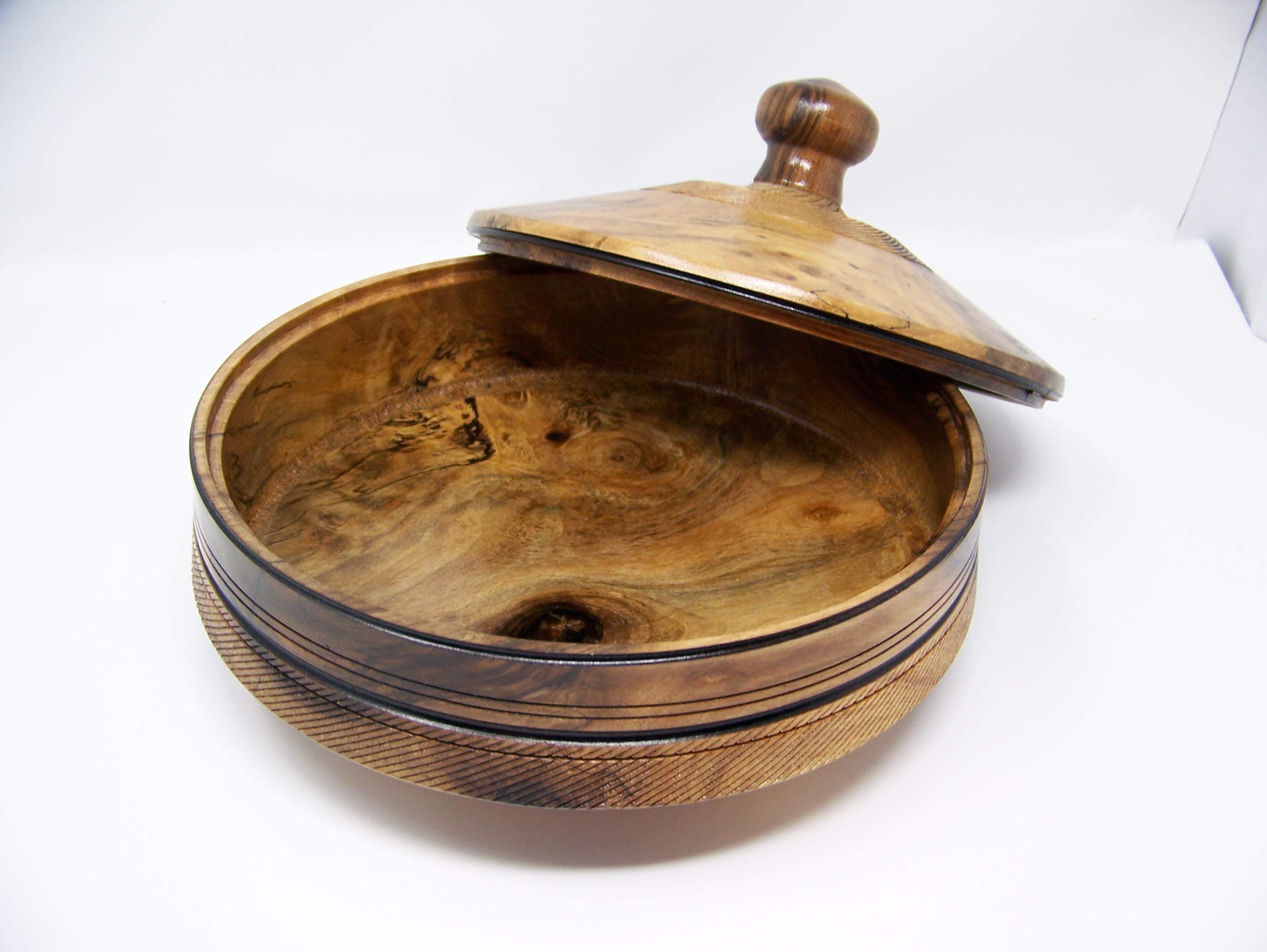 Black Walnut - Canister/Cookie Jar  - Bowl with lid - detailing - Lots of detailing.