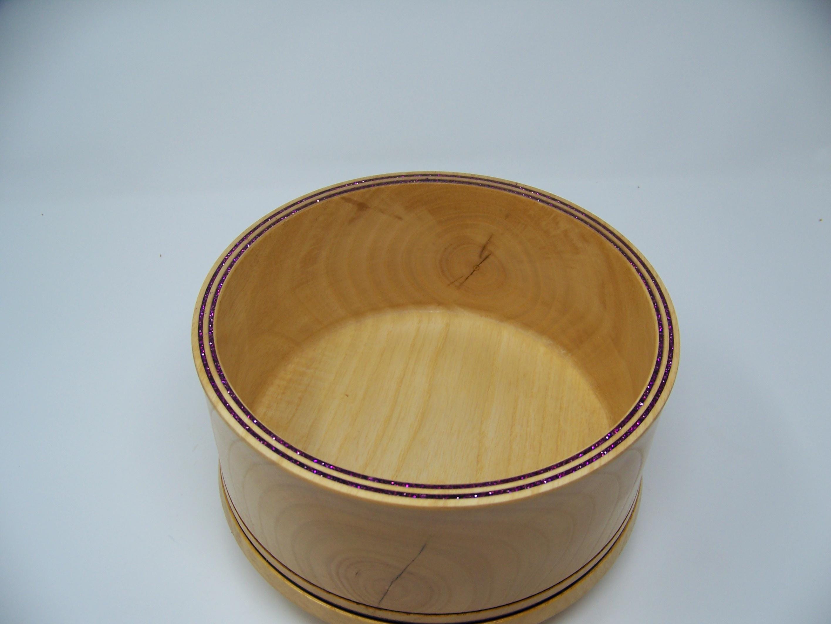 Ash Wood Bowl with detailing and Double glitter epoxy inlay.