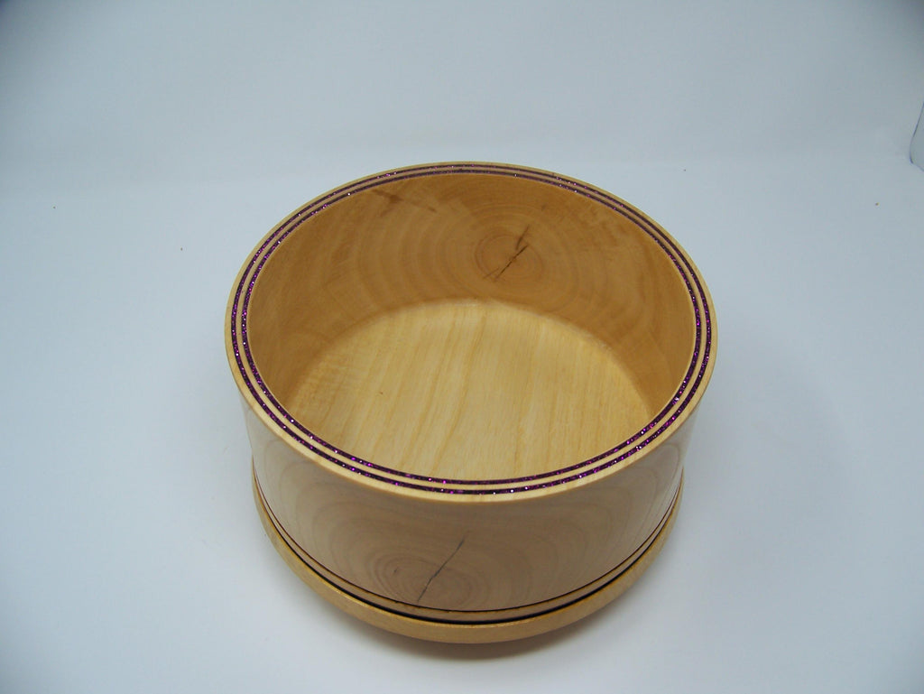 Ash Wood Bowl with detailing and Double glitter epoxy inlay.