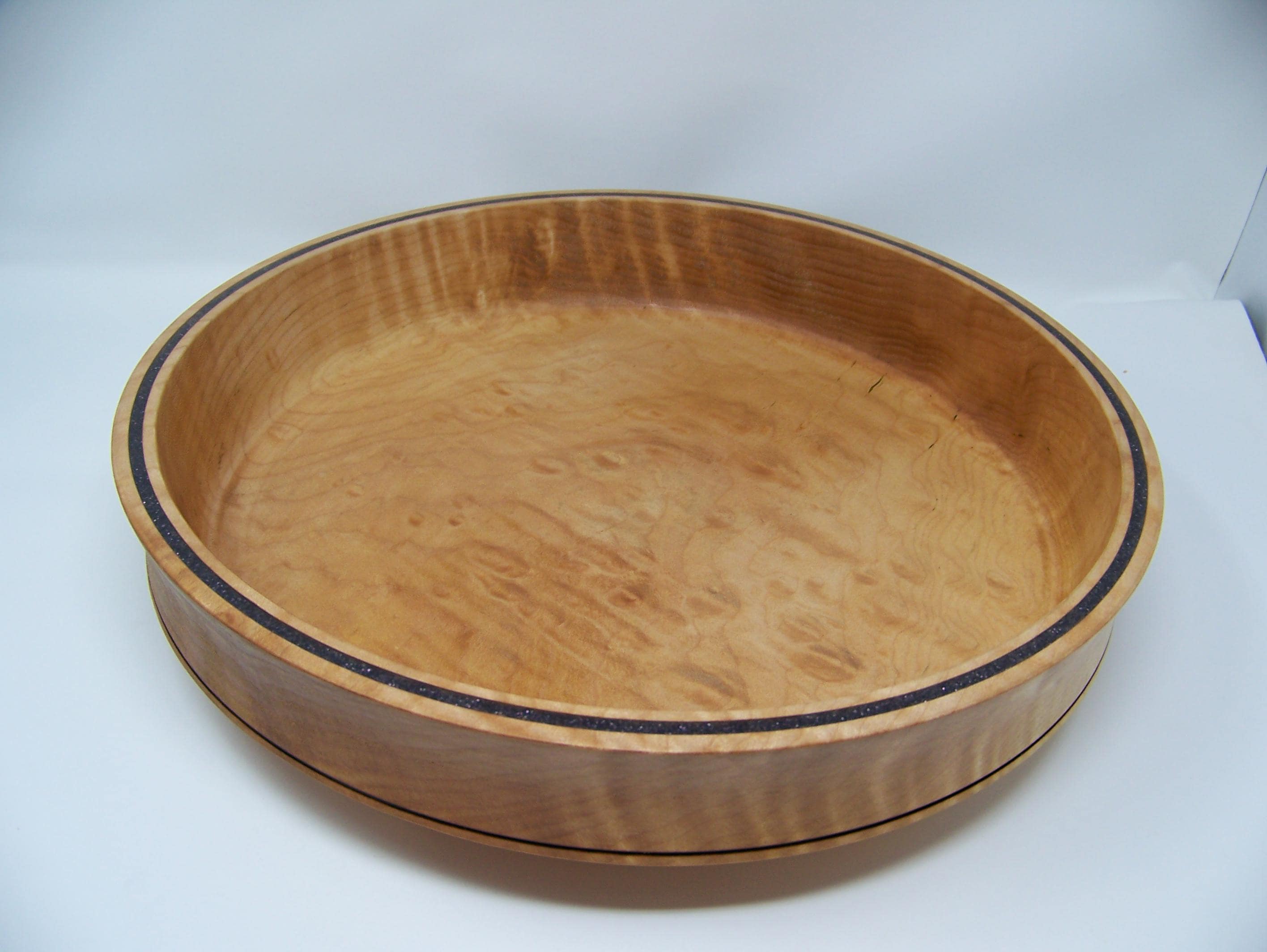 Figured Maple Large Bowl with Deep purple glitter epoxy inlay