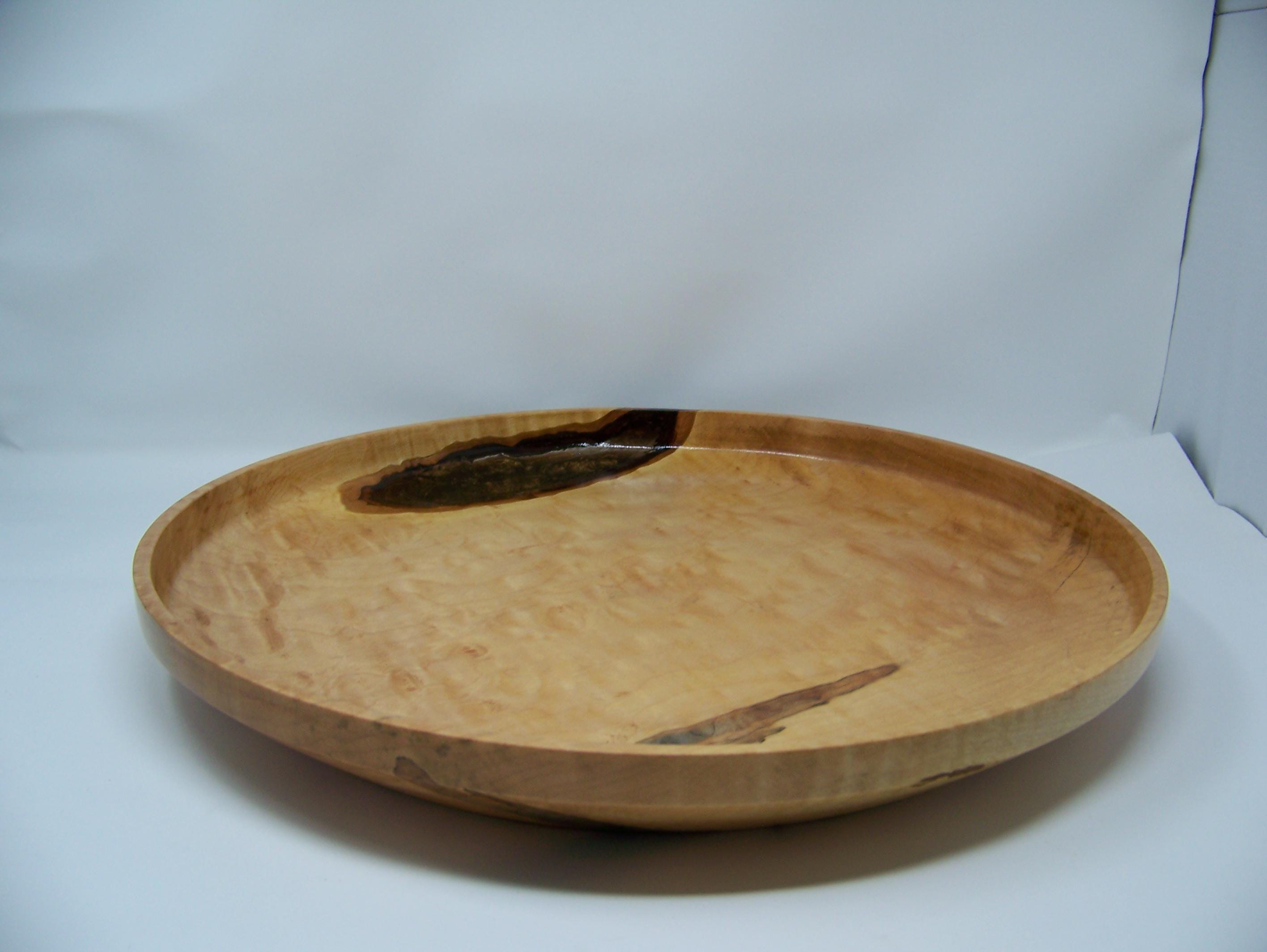 Serving Platter - Dish - made with Figured Maple - inlay with brown Epoxy
