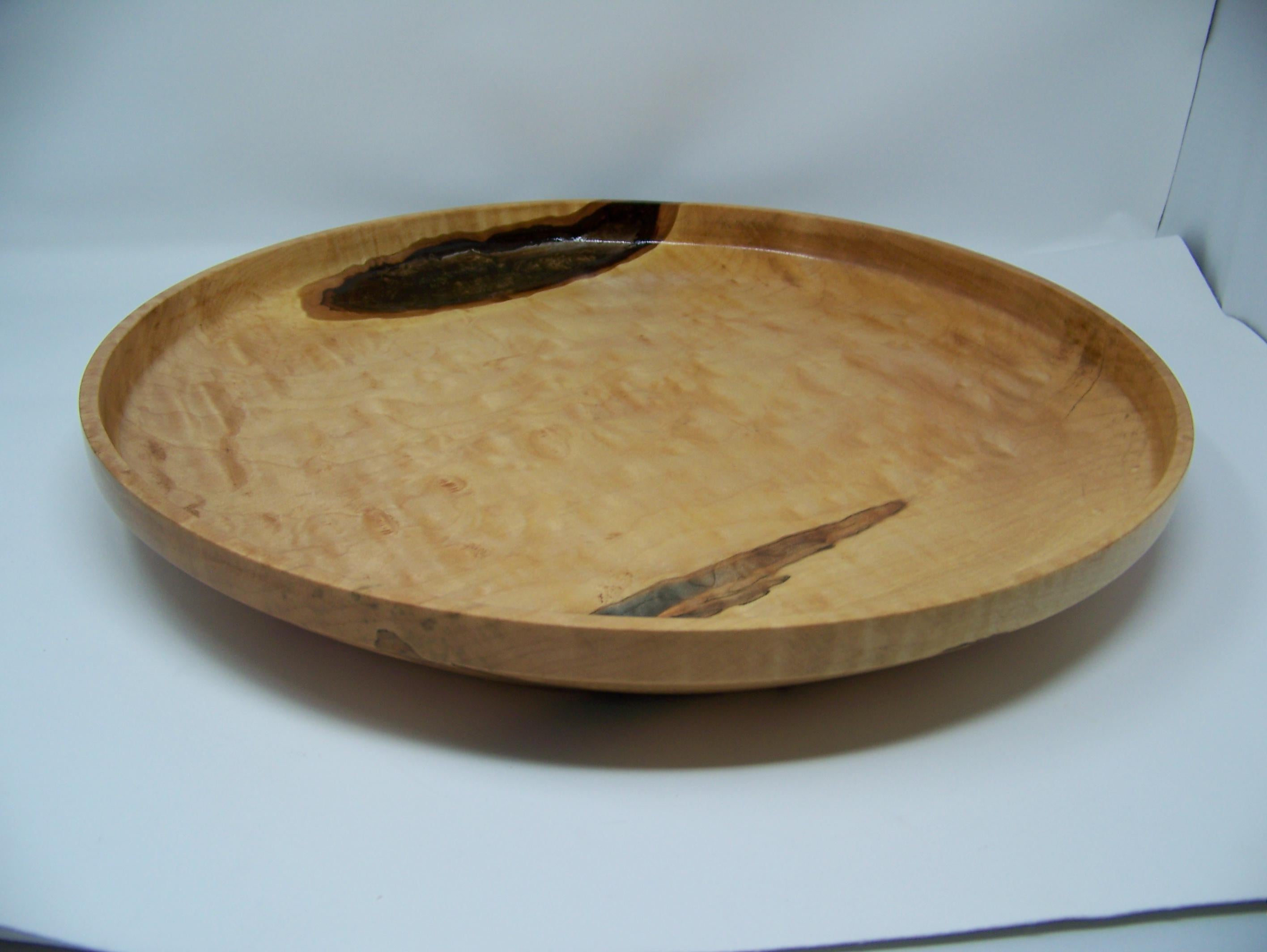 Serving Platter - Dish - made with Figured Maple - inlay with brown Epoxy