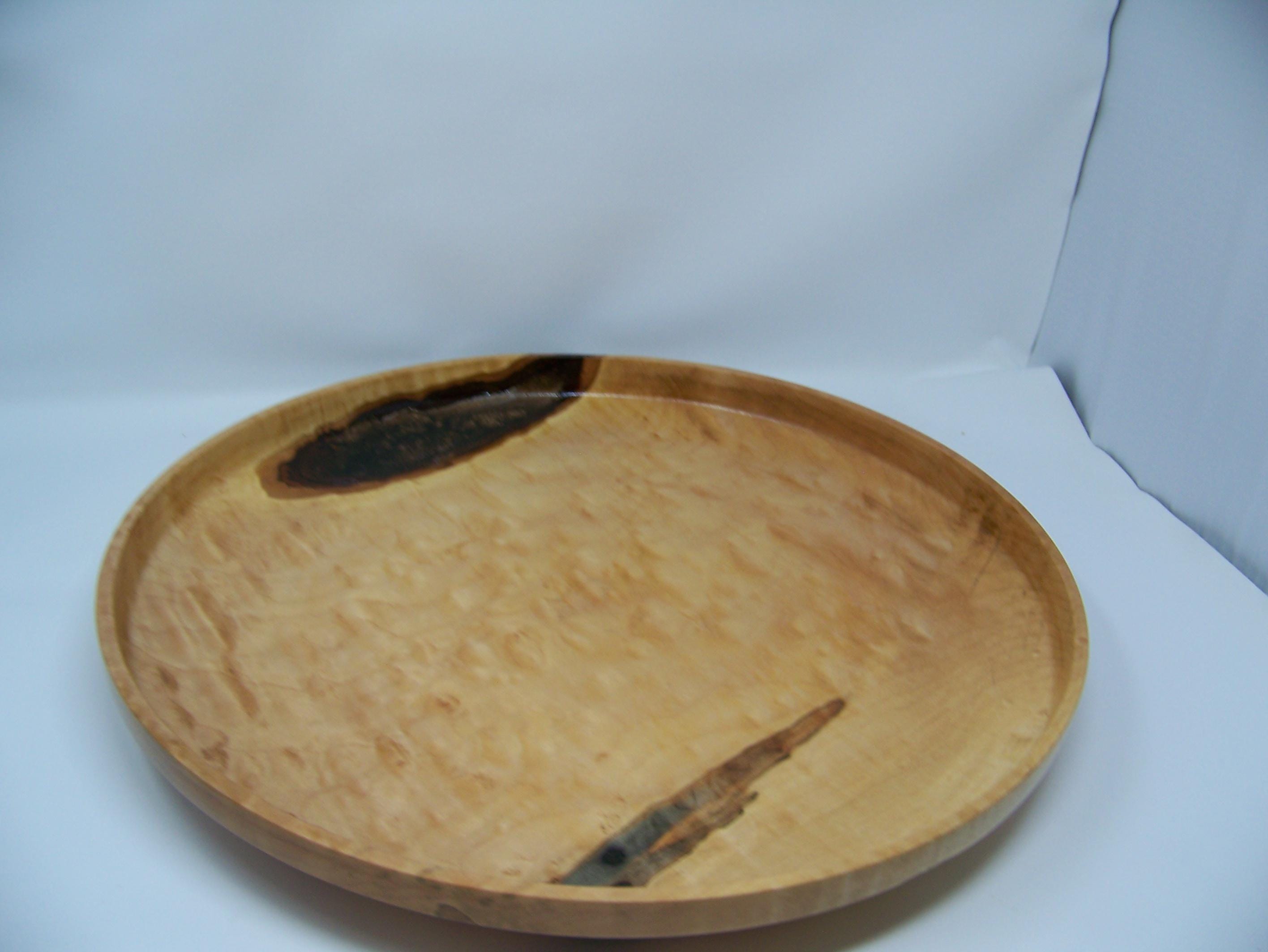 Serving Platter - Dish - made with Figured Maple - inlay with brown Epoxy
