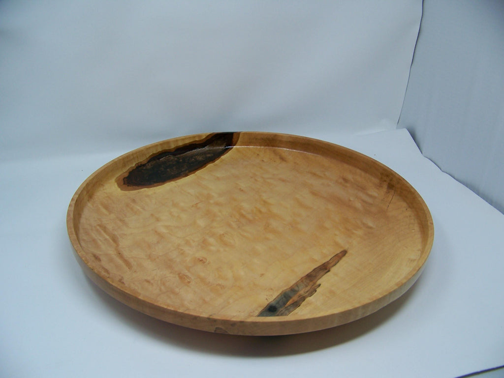 Serving Platter - Dish - made with Figured Maple - inlay with brown Epoxy