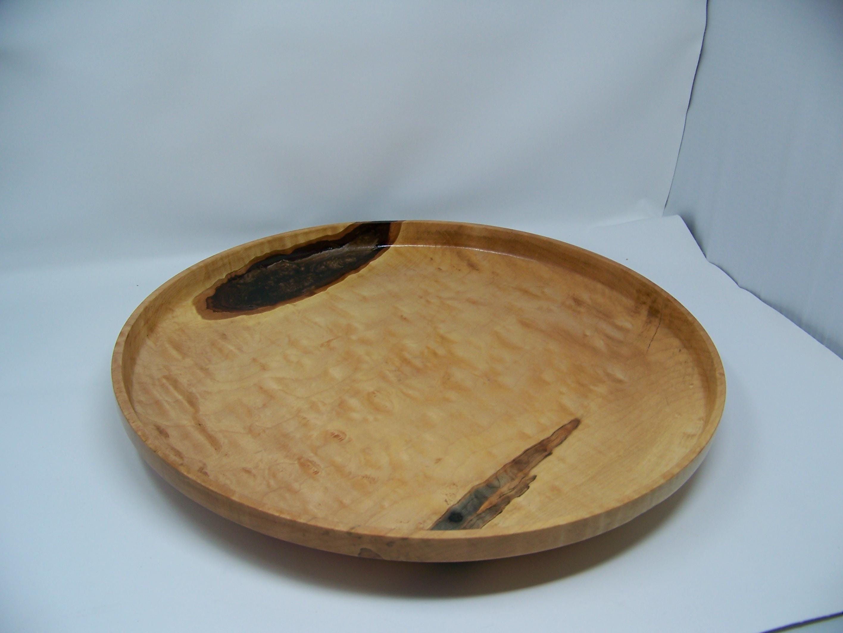 Serving Platter - Dish - made with Figured Maple - inlay with brown Epoxy
