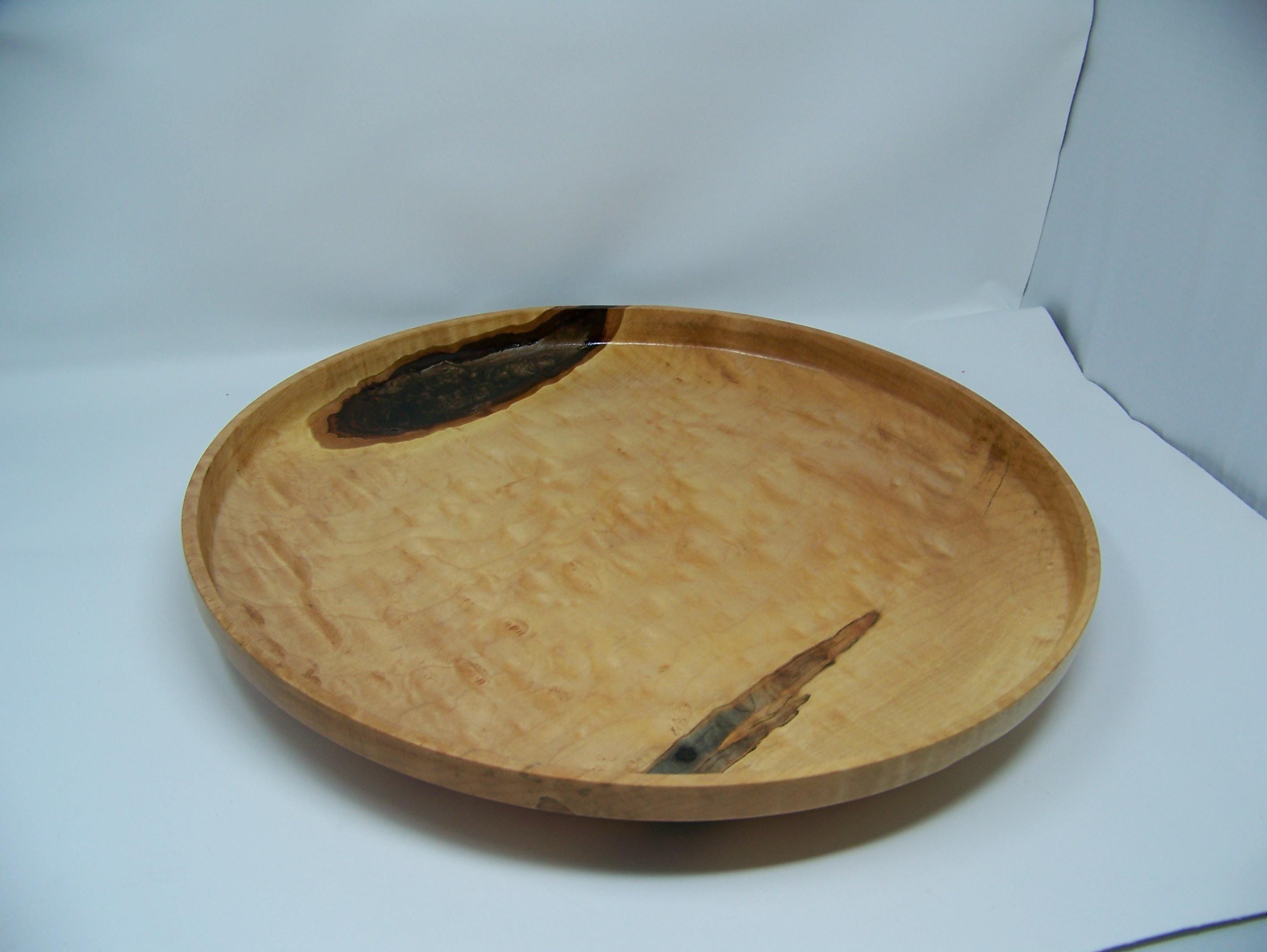 Serving Platter - Dish - made with Figured Maple - inlay with brown Epoxy
