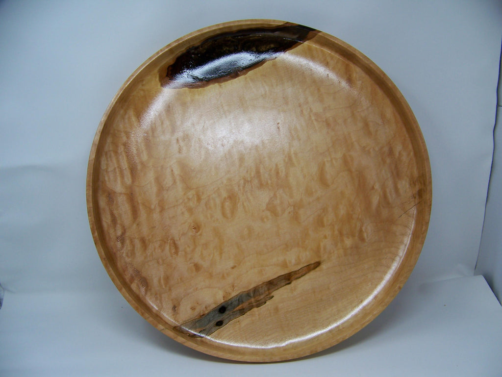 Serving Platter - Dish - made with Figured Maple - inlay with brown Epoxy