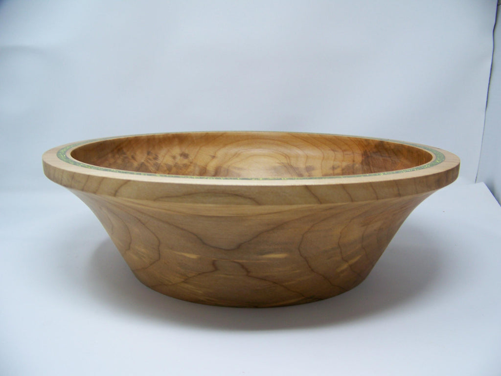 Maple - Large Serving Bowl - Inlayed with green glitter epoxy.