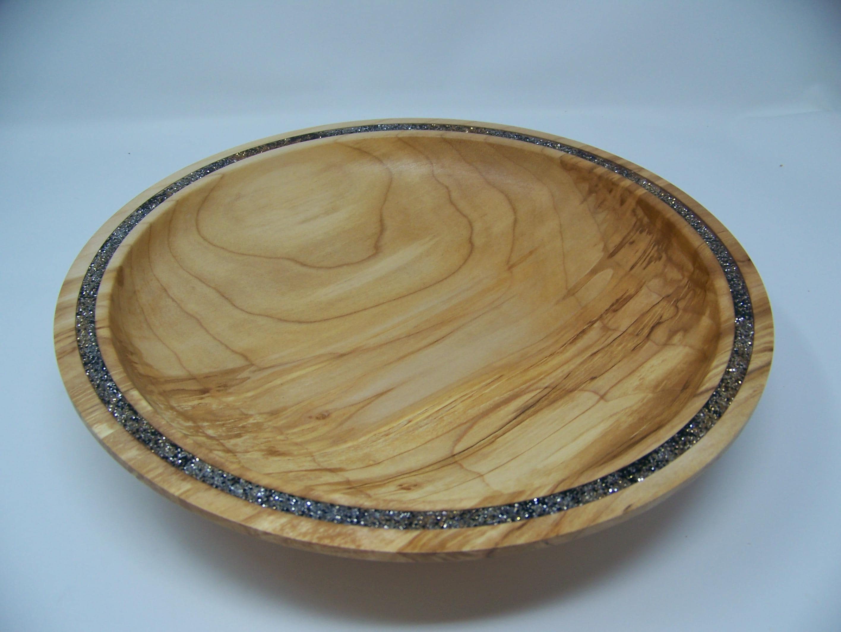 Maple - Serving Bowl - Inlayed with gold-silver /black glitter epoxy.