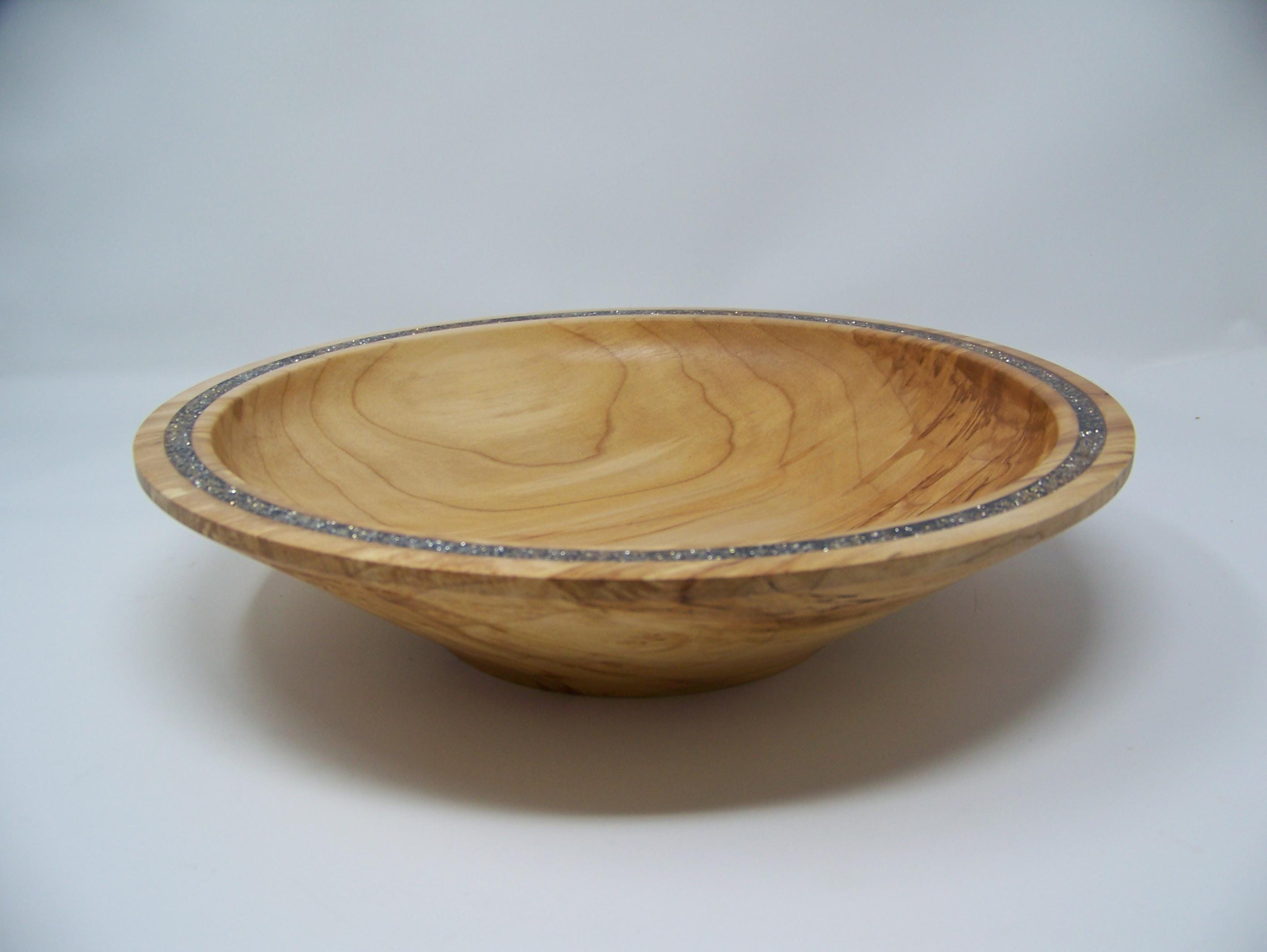 Maple - Serving Bowl - Inlayed with gold-silver /black glitter epoxy.