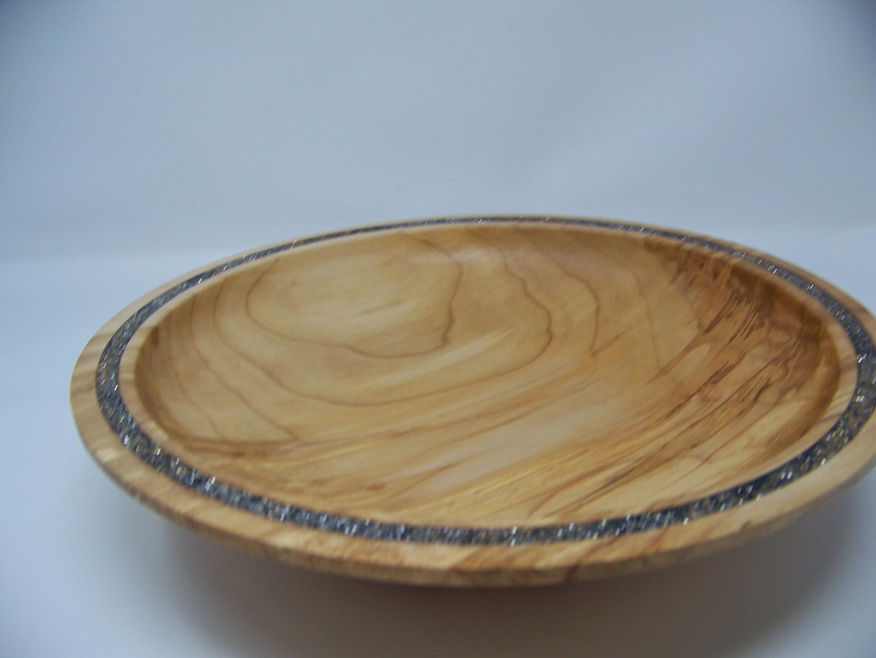 Maple - Serving Bowl - Inlayed with gold-silver /black glitter epoxy.