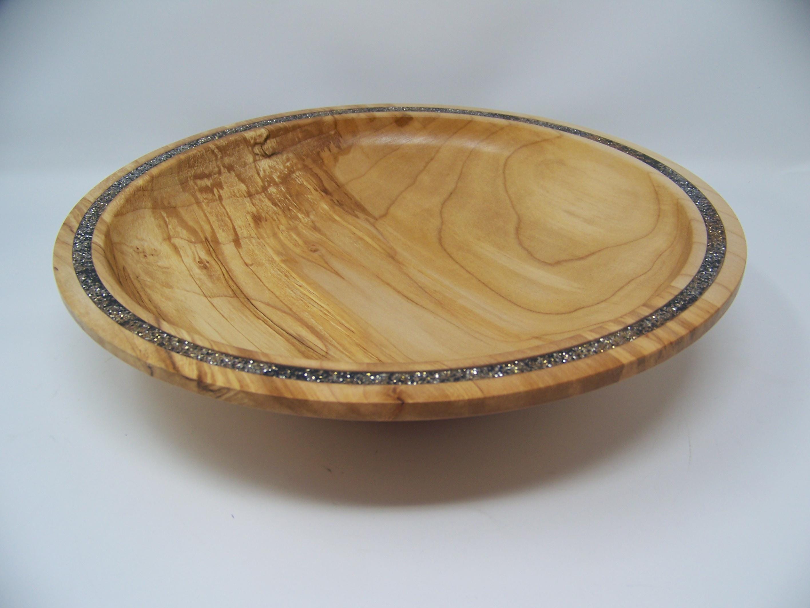 Maple - Serving Bowl - Inlayed with gold-silver /black glitter epoxy.