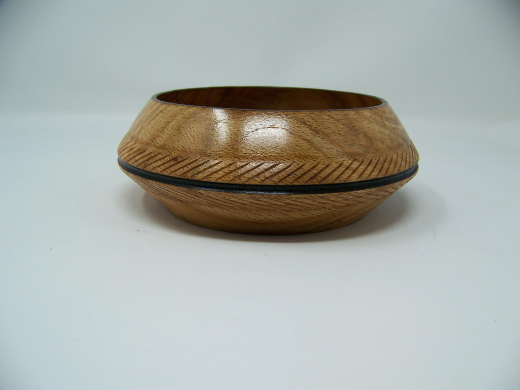 Oak - decorative - unique shaped bowl/with edge detailing.