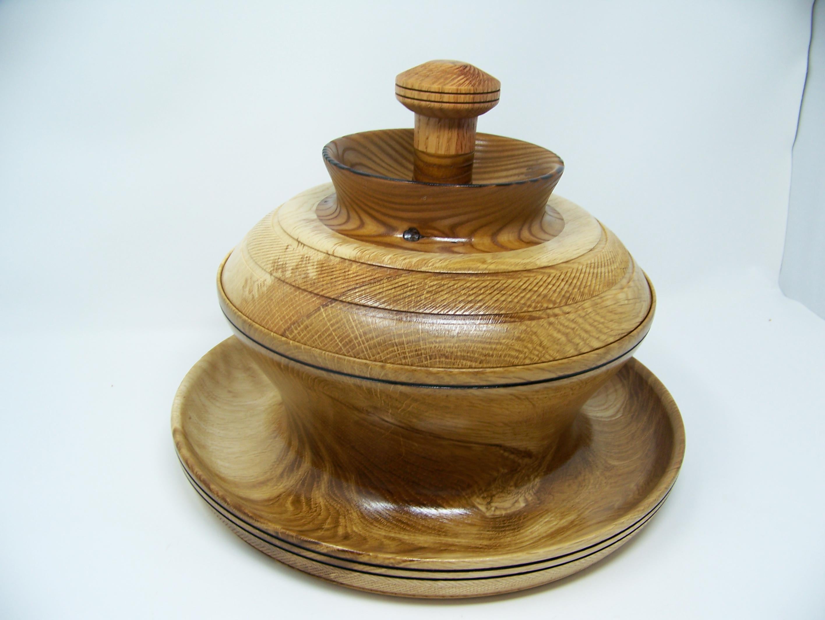 Oak and Russian Olive Ultimate Covered Bowl - Candy/Nut dish with detailing