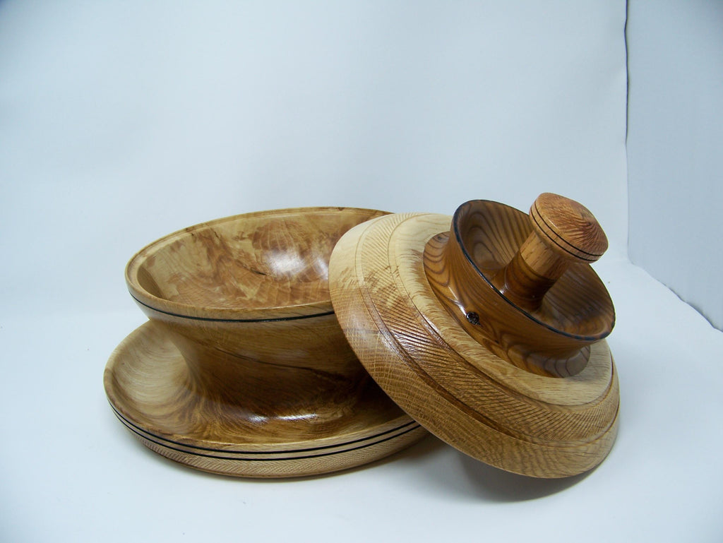 Oak and Russian Olive Ultimate Covered Bowl - Candy/Nut dish with detailing