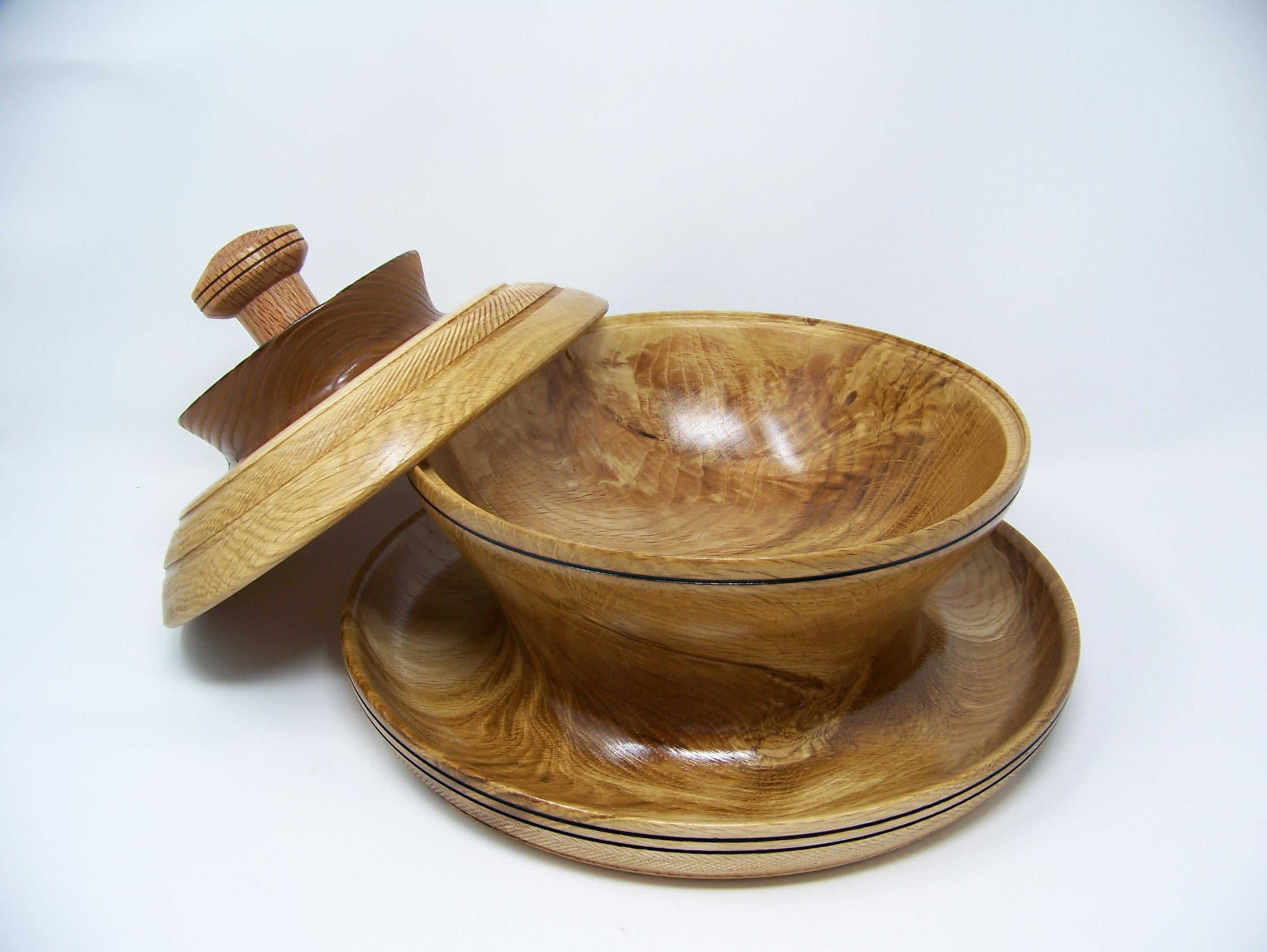 Oak and Russian Olive Ultimate Covered Bowl - Candy/Nut dish with detailing